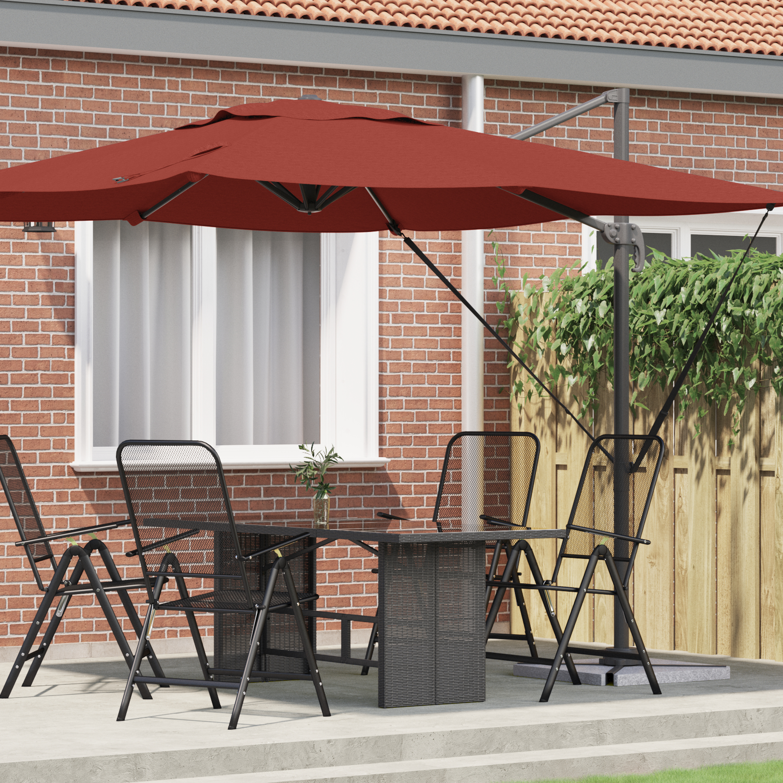 vidaXL Patio-Schirm Terrakotta Polyester Groß Verstellbare Armlehnen