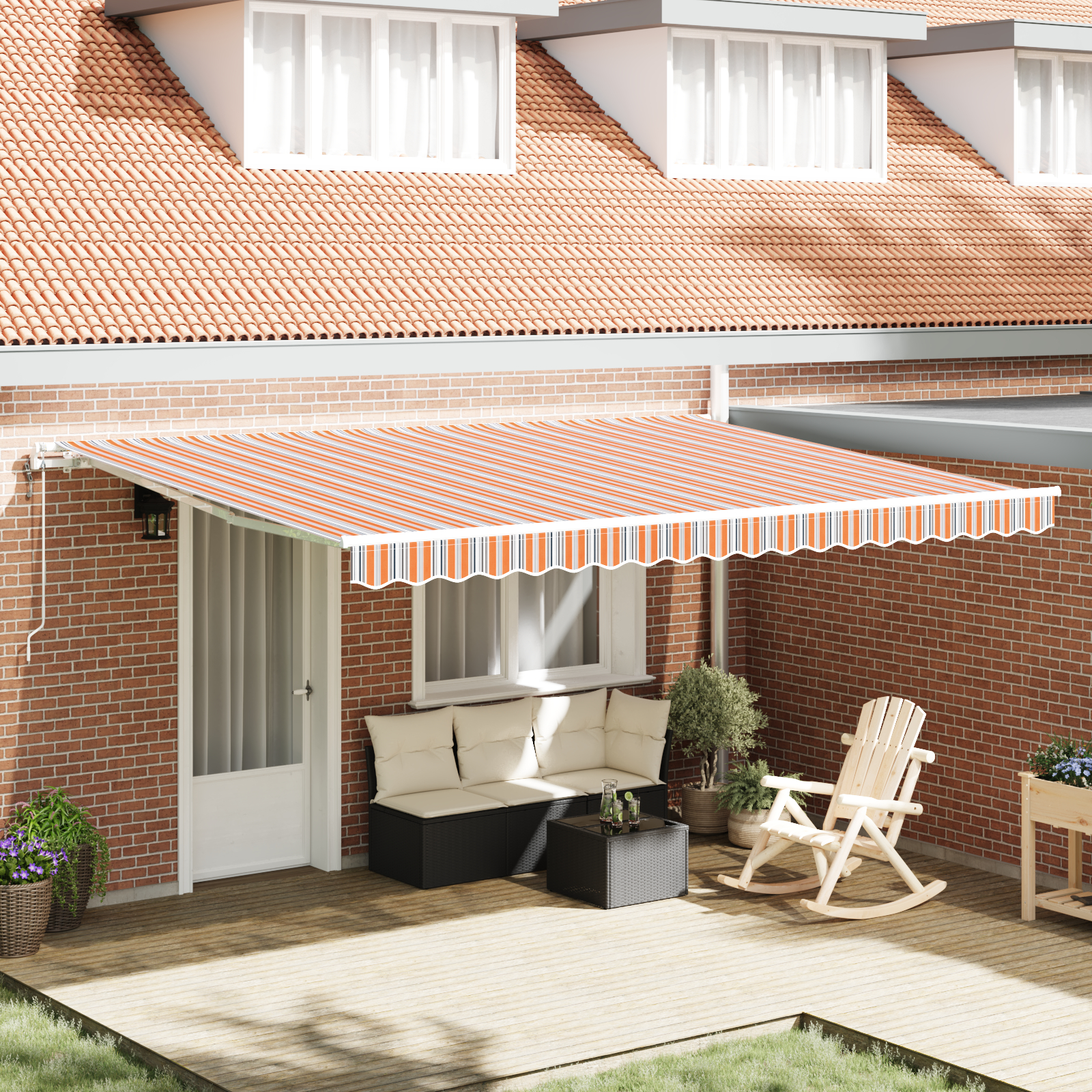 Automatisk Udrulningsmarkise Multicolor Stripe 450x300 cm