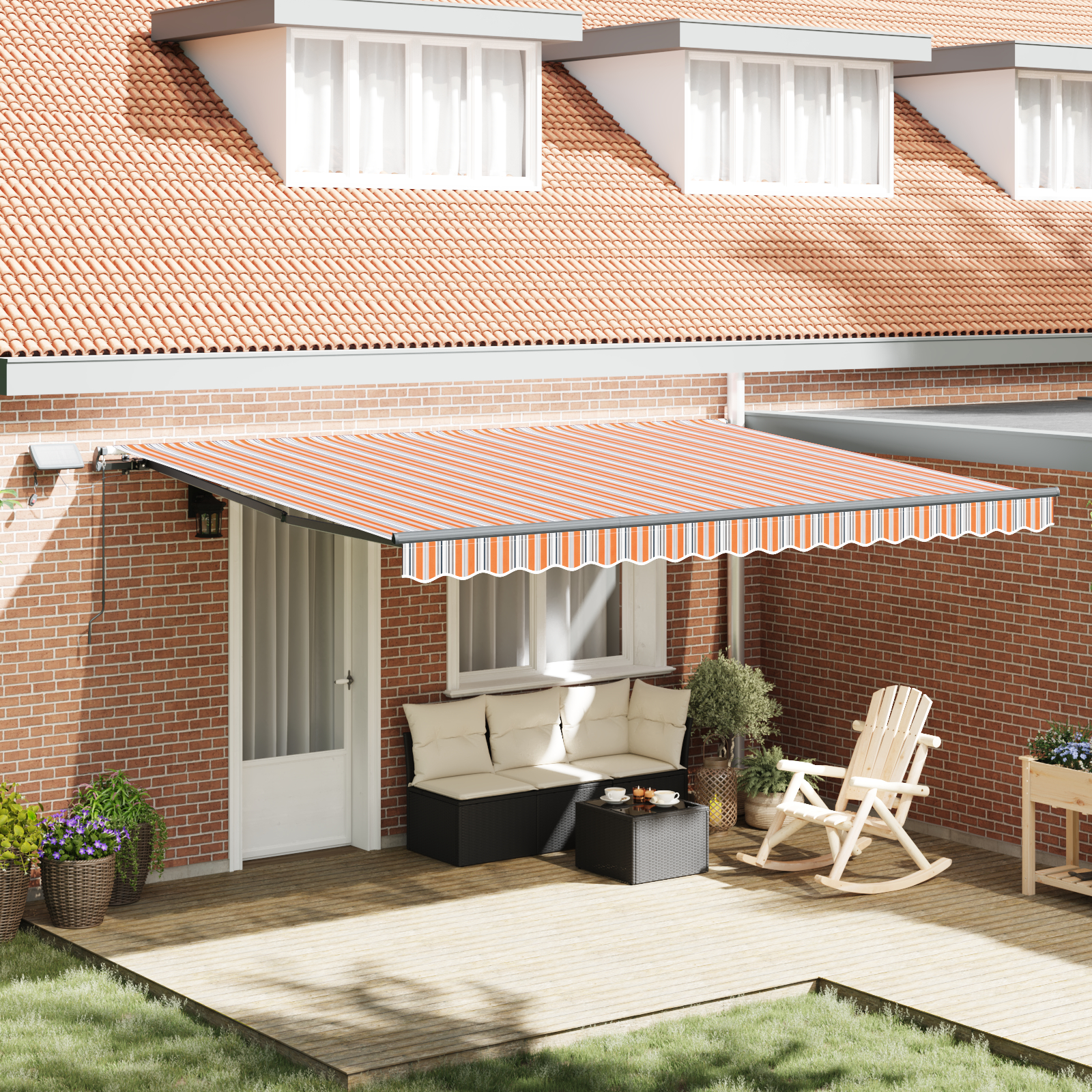 vidaXL manuell einziehbare Markise mit LED-Multicolorstreifen 450x350 cm