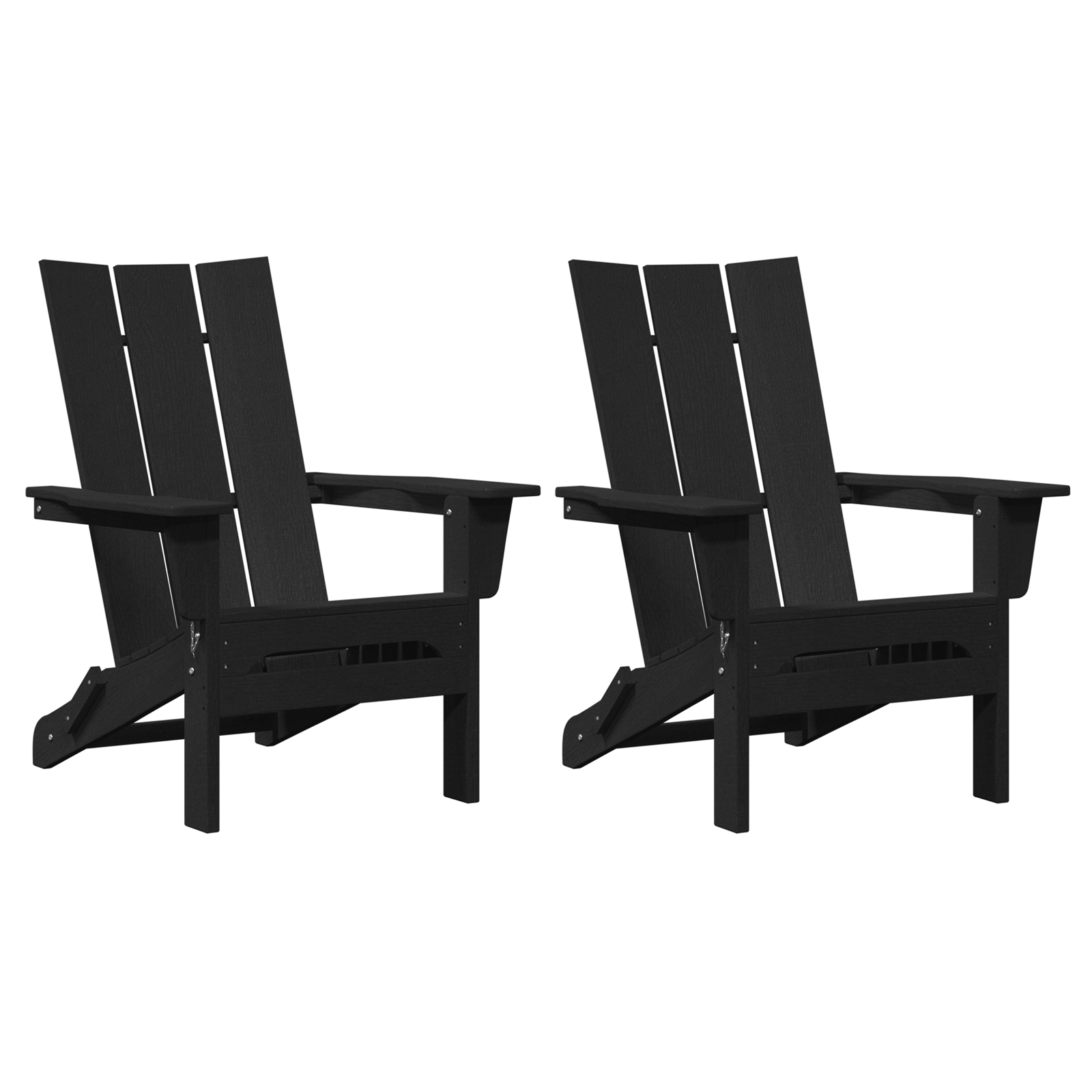 Thumbnail - vidaXL Faltbare Adirondack-Stühle 2 Stück Schwarz 74,5 x 80,5 x 90 cm HDPE, Faltbarer Adirondack-Stuhl Schwarz 74,5 x 8...