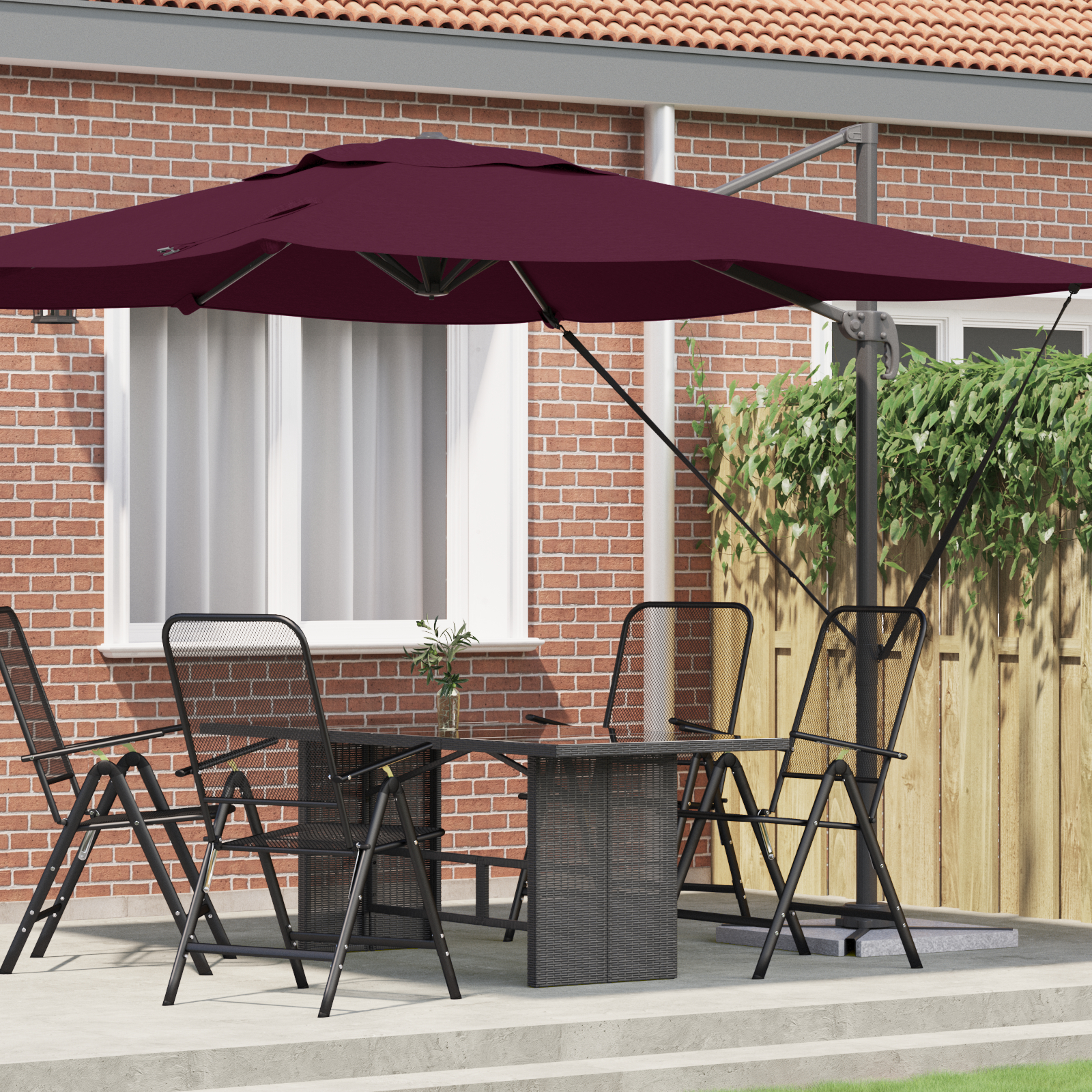 vidaXL Sonnenschirm Burgunderrot Aluminium, Polyester Groß