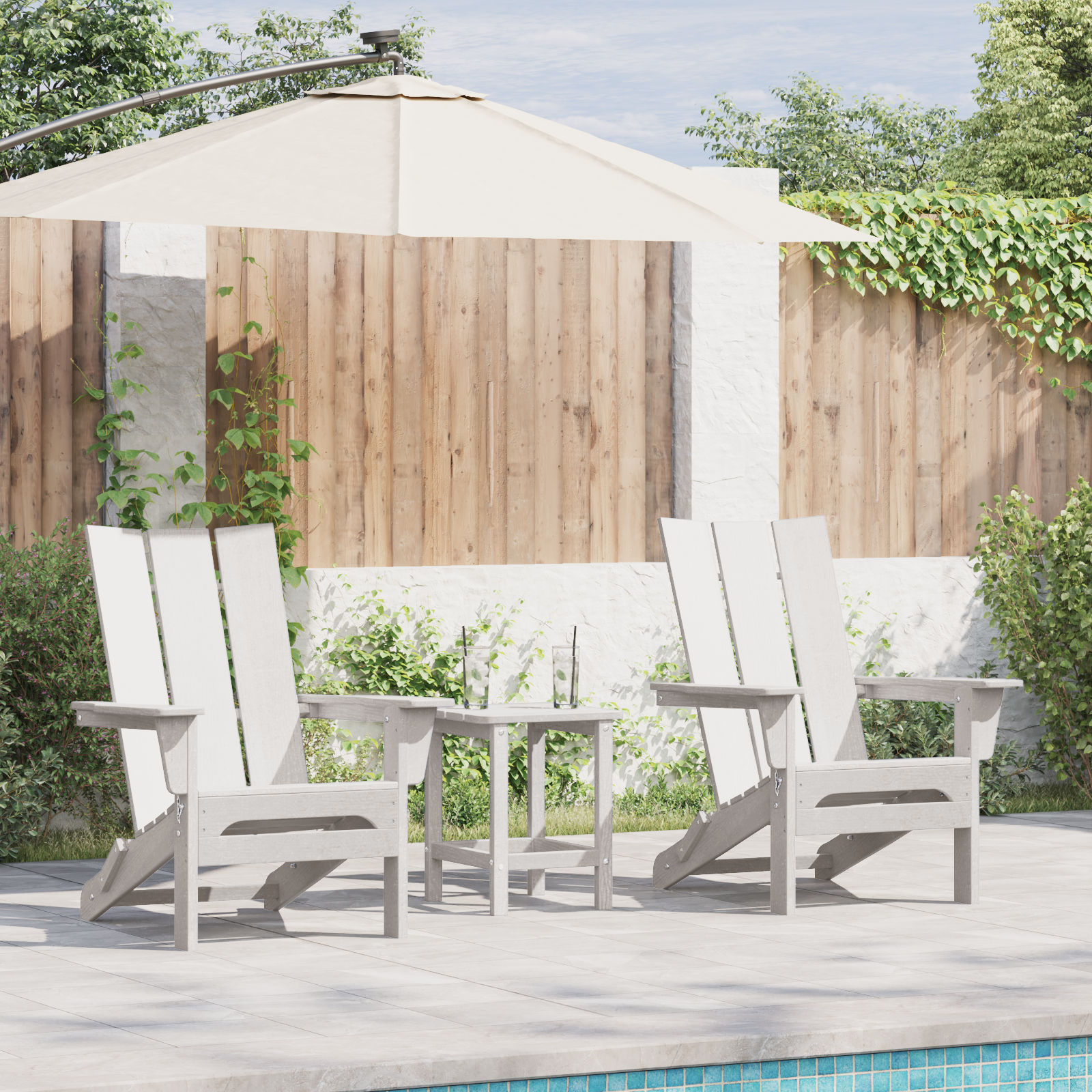 vidaXL Faltbare Adirondack-Stühle 2 Stück Weiß 74.5x80.5x90 cm HDPE,  Faltbarer Adirondack-Stuhl Weiß 74.5x80.5x90 cm HD...