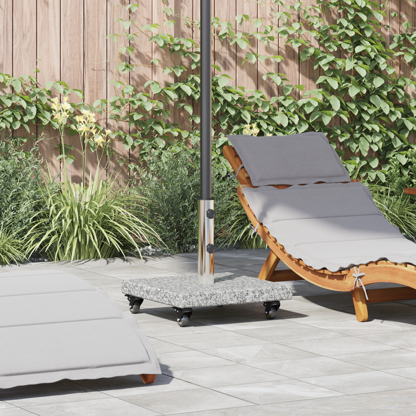 vidaXL Rollbasis für Stangen Ø38/48mm Graue Granit 30 kg Quadratisch