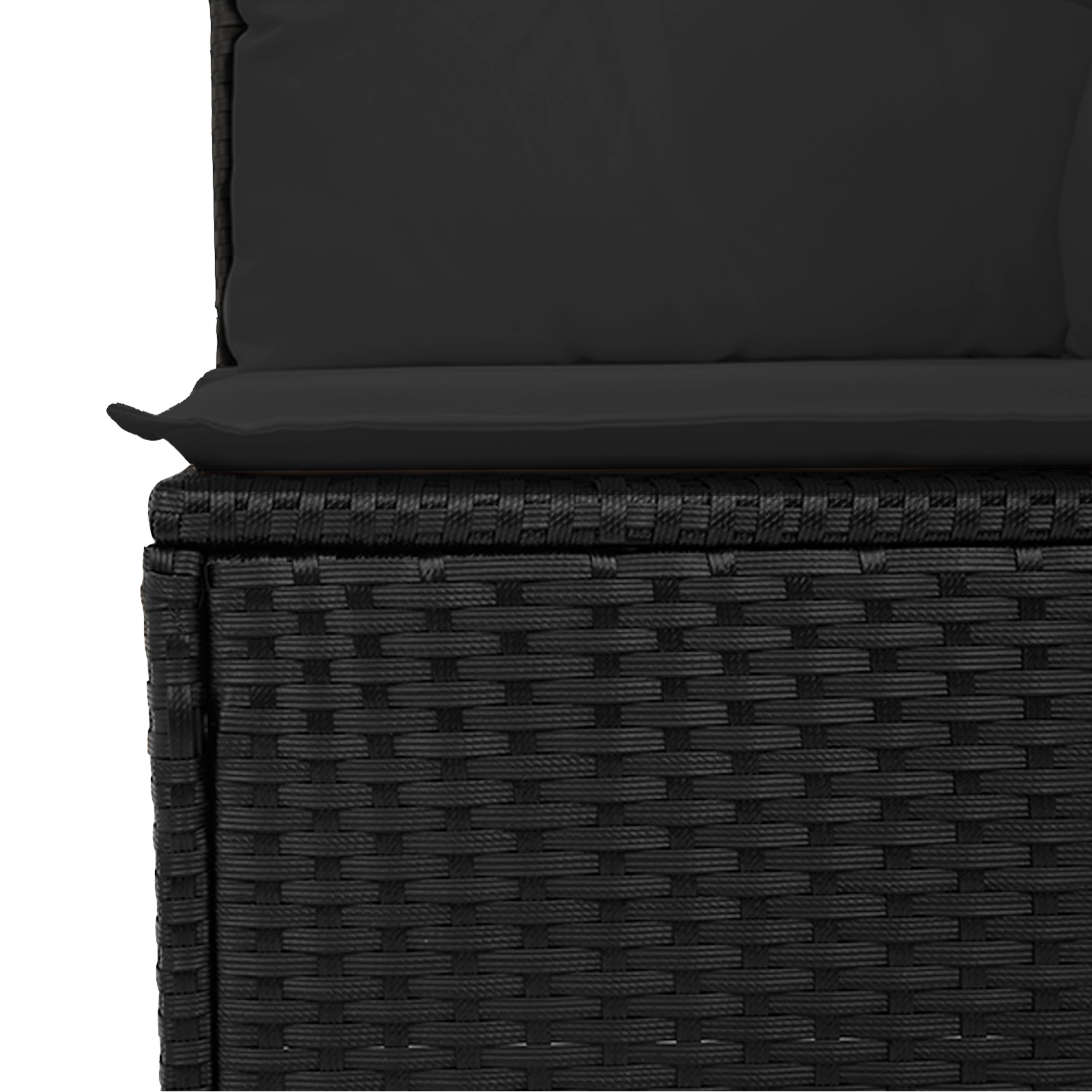 Set canapea grădină cu perne Negru Poly Rattan Acacia 13 piese,  Set dining grădină cu perne Negru Poly Rattan Acacia 4 piese,  Canapea grădină pentru două persoane cu perne Negru Poly Rattan [8]