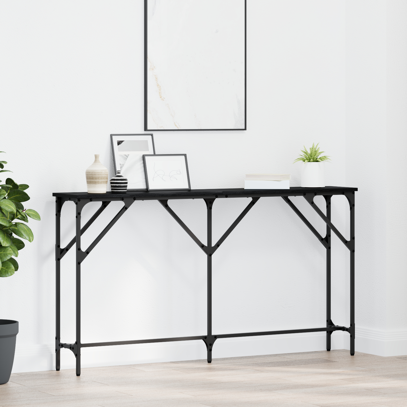 vidaXL Consol Tafel zwarte eiken 140x23x75 cm Geengineerd hout