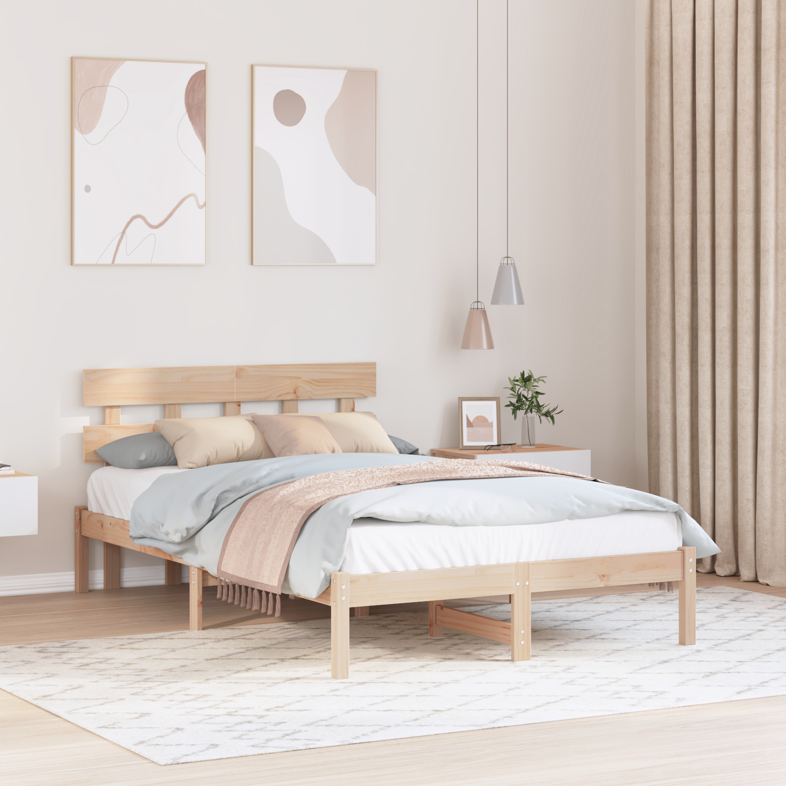 vidaXL Bettgestell mit Kopfteil 120x200 cm aus Kiefernholz