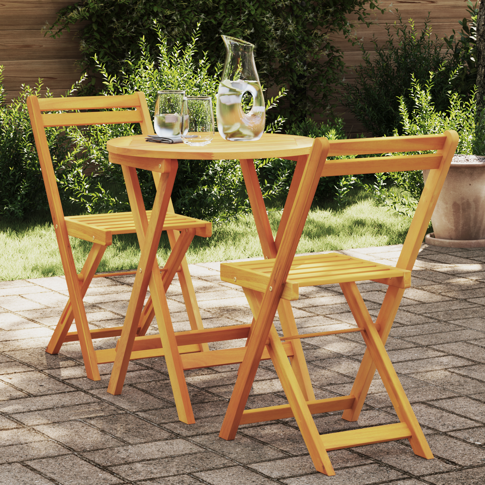 3 Dijelni Sklopivi Bistro Set Čvrsto Drvo Akacija