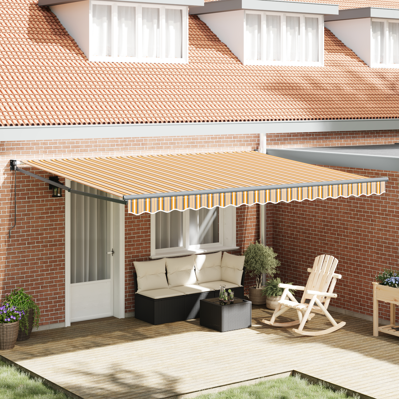 vidaXL manuelle einziehbare Markise Multicolor-Streifen 450x300 cm