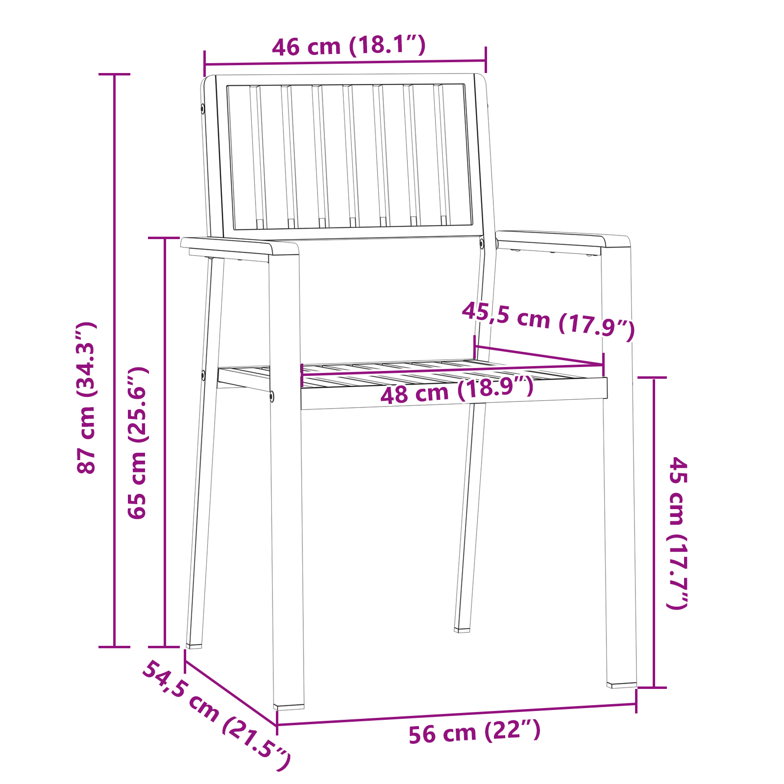 virnastatavad aiatoolid 8 tk 54.5x56x87 cm solid tiikpuu, vidaXL virnastatavad aiatoolid 4 tk solid tiikpuu ja metall - Image 11