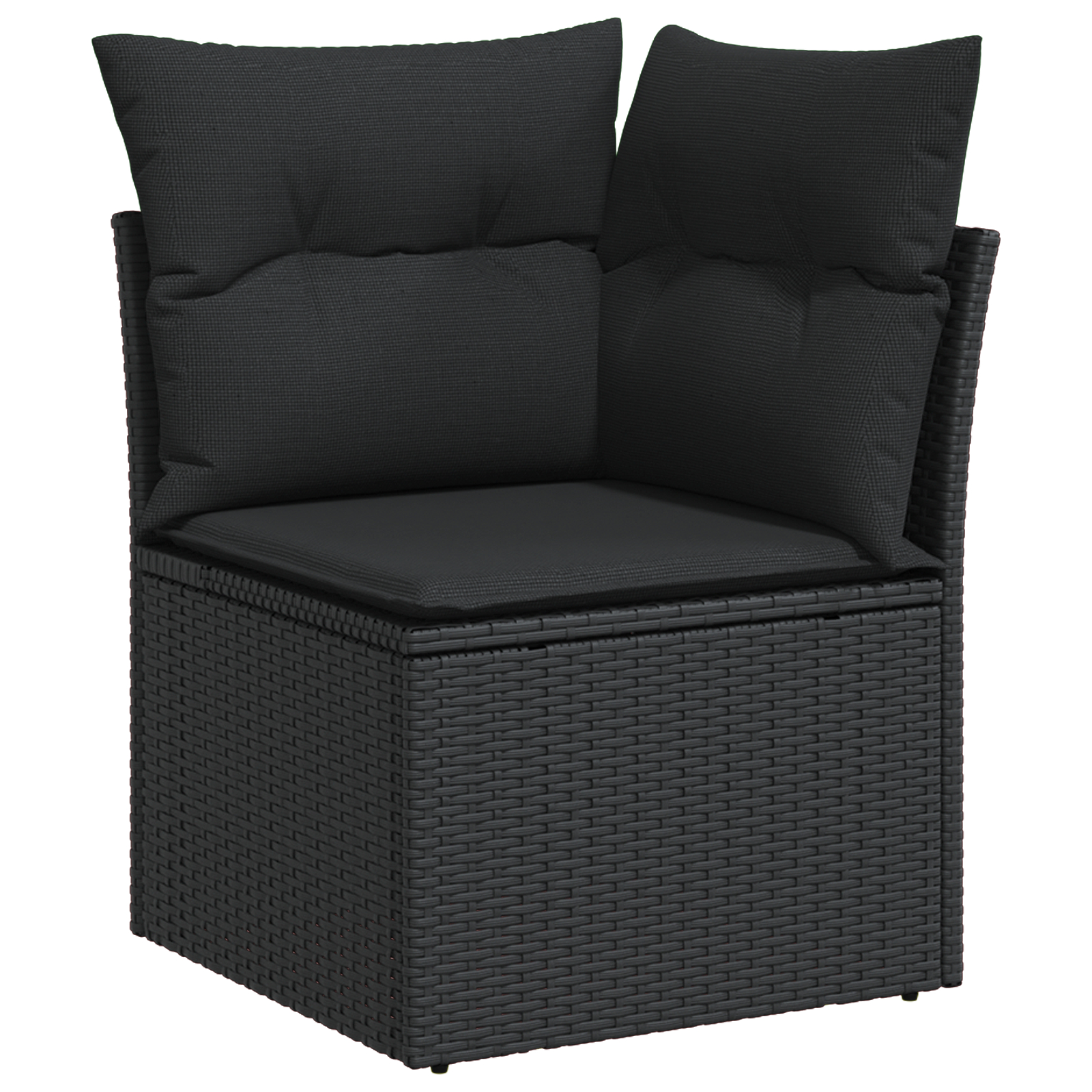 vidaXL 11 Delni Vrtni Sofa Set z Blazinami Črn Pol Ratan Akacija, vidaXL 3 Delni Vrtni Jedilni Set z Blazinami Črn Pol Ratan Akacija - Image 7