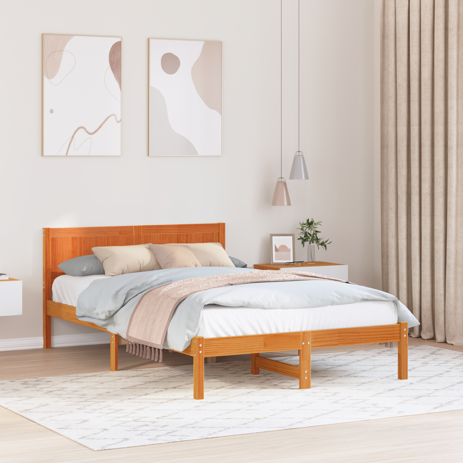 Paturi si accesorii - Cadru de pat din pin solid Maro cerat Lemn masiv 120 x 190 cm