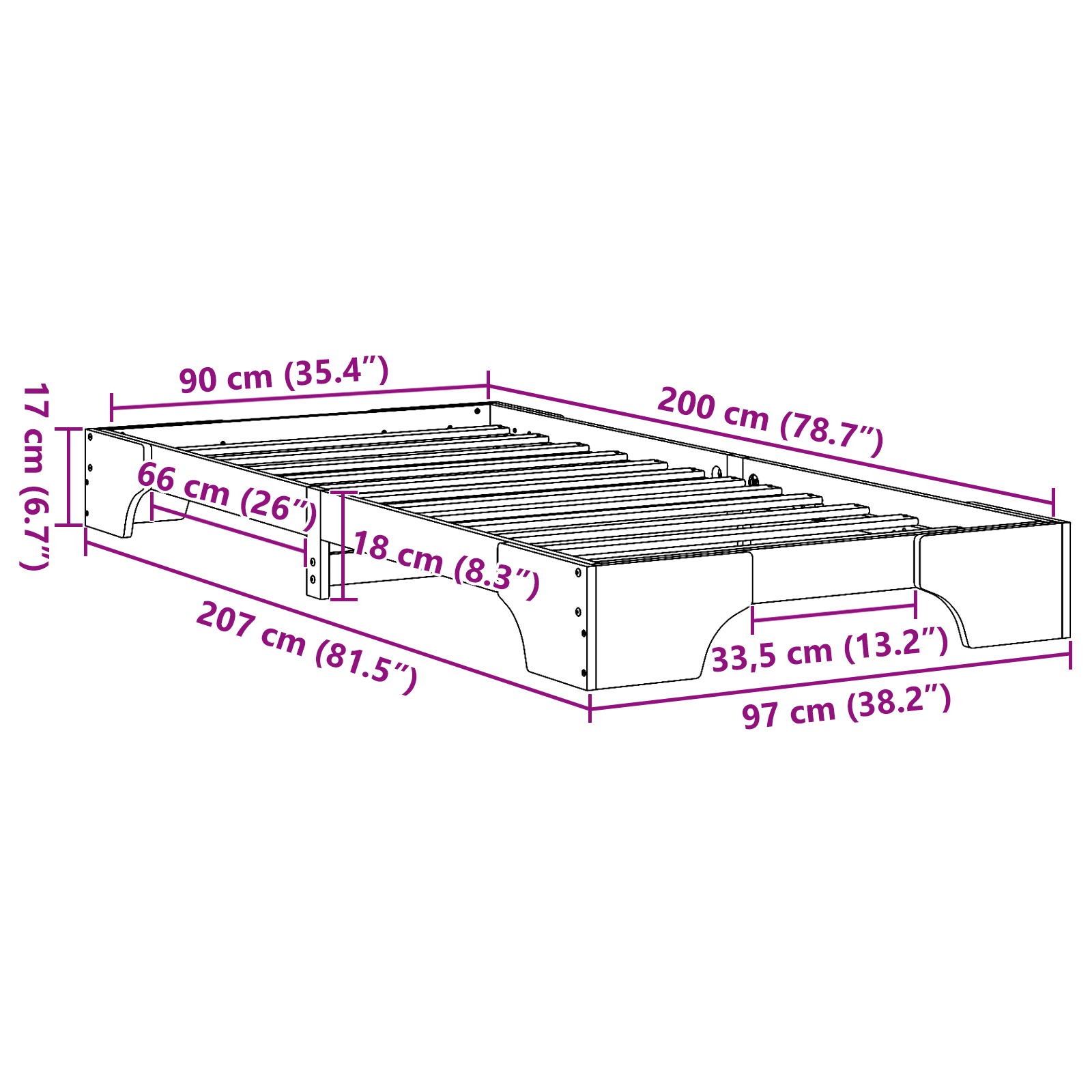 Cadru de pat Alb Lemn de pin masiv Single Design minimalist [10]