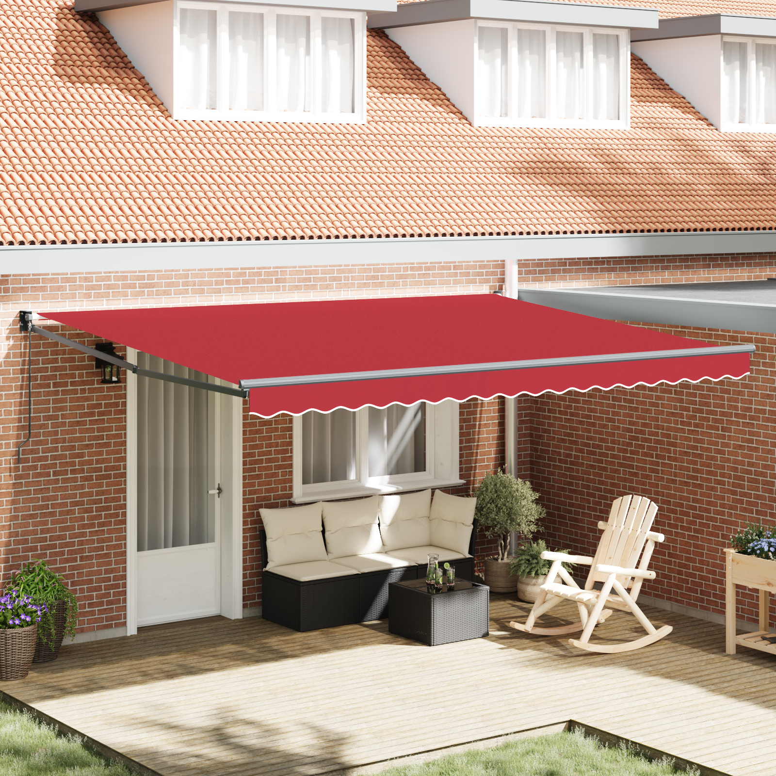 vidaXL manuelle einziehbare Markise Rot 450x300 cm,  Markisen-Ersatzstoff für 4,5x3 m Rahmen Rot