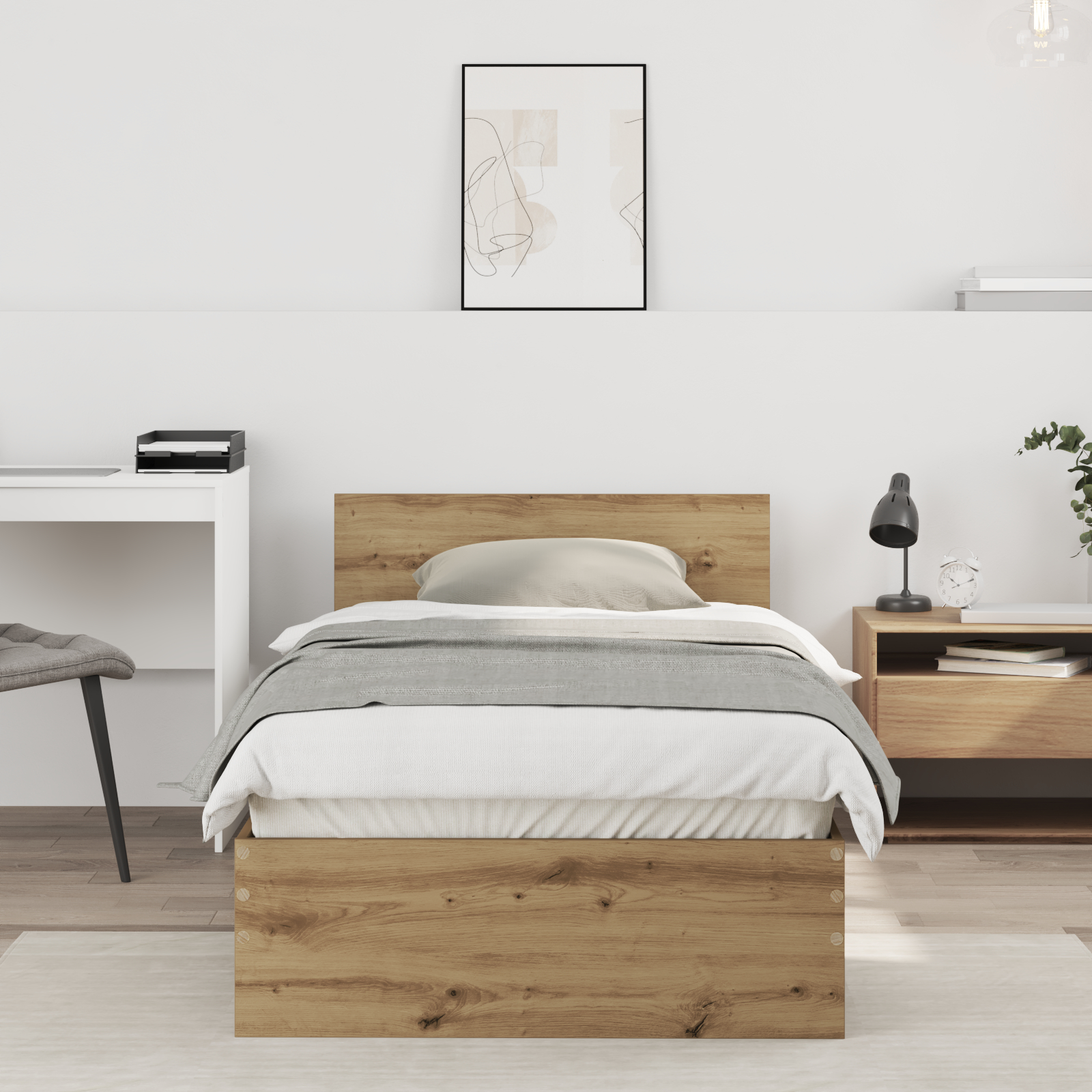 vidaXL Bettgestell ohne Matratze und Kopfteil Eiche 90x200 cm