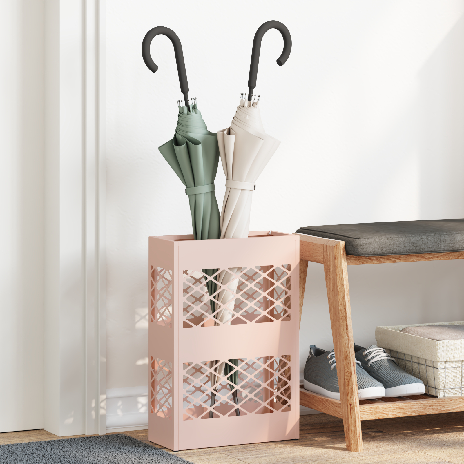 Paraplystativ Rosa Metal Standard Dekorative Indlæg