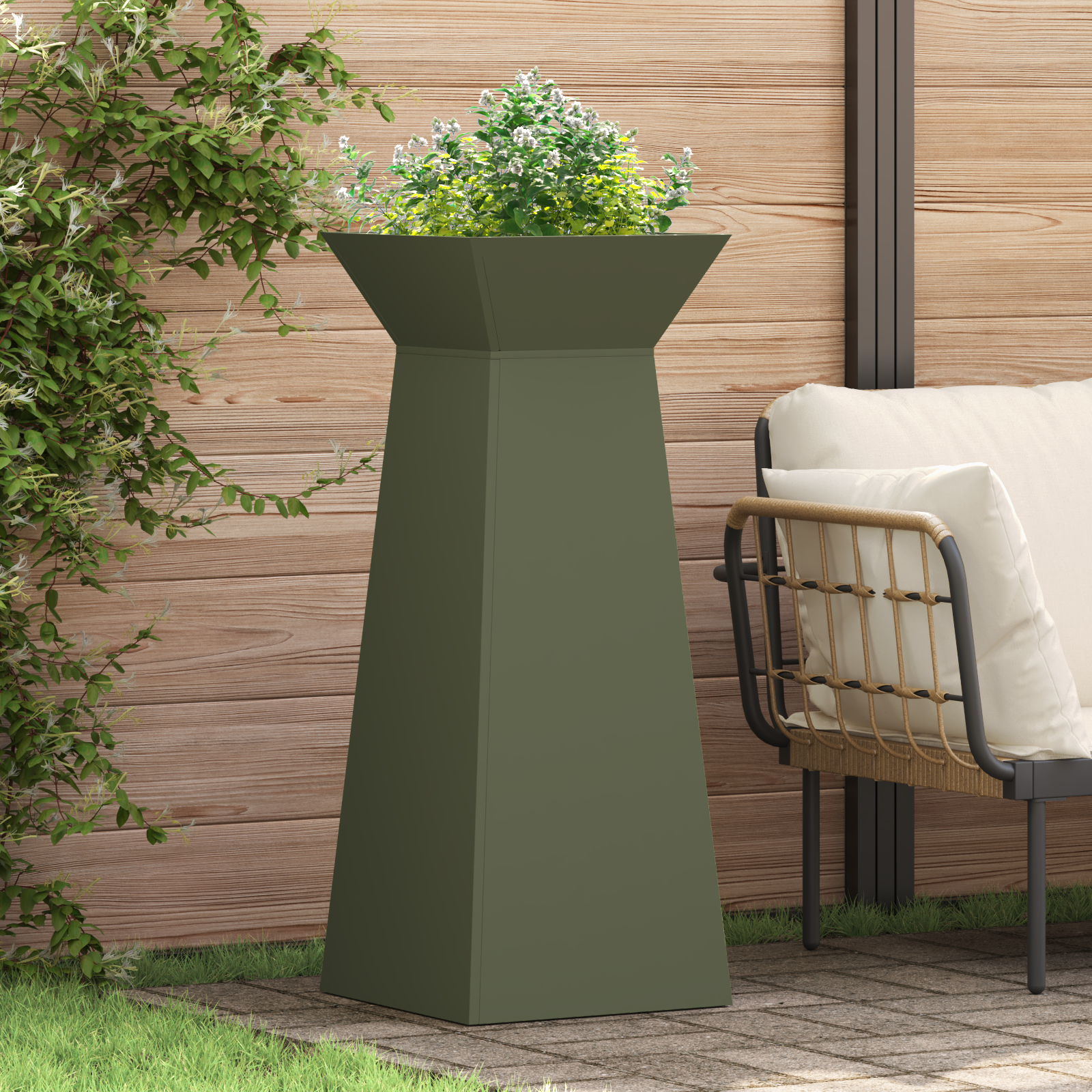 vidaXL Pflanzenständer Olivgrün Metall 40 x 40 x 101 cm Pflanzen