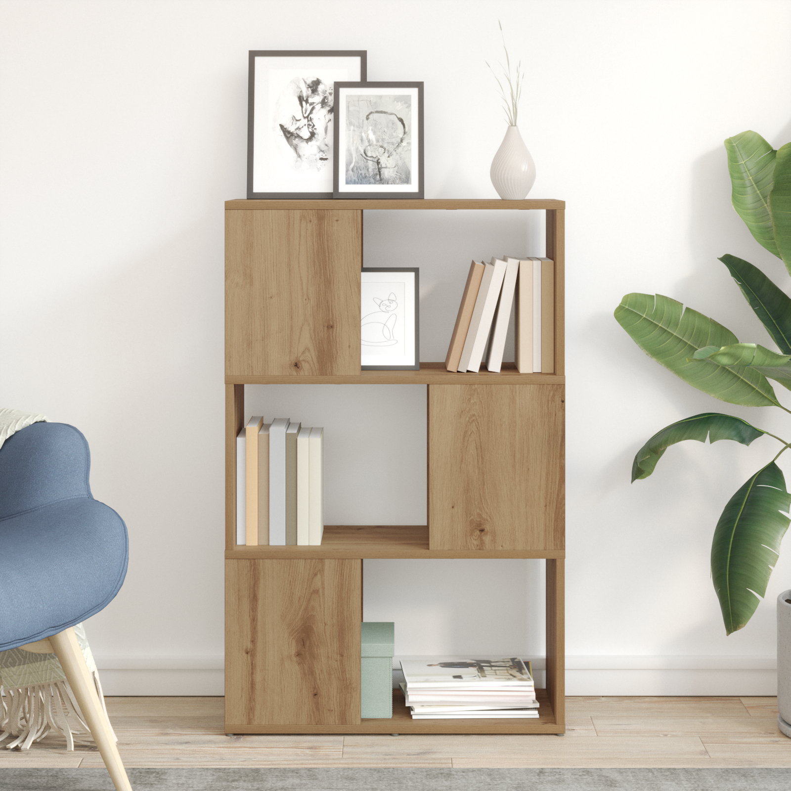 Bücherständer Eichenholz Holzwerkstoff 60 x 24 x 94 cm