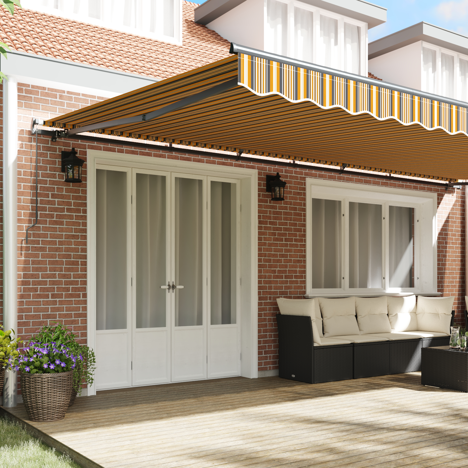 vidaXL Ročna retractibilna tenda črtasta 600x300 cm - Image 4