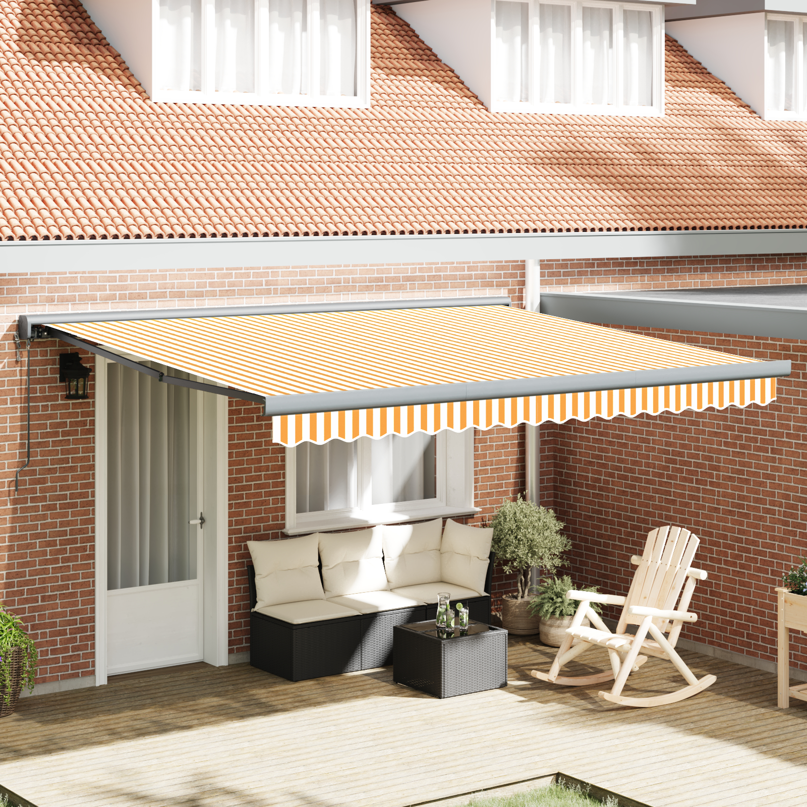 vidaXL Automatische Einziehbare Markise in Gelb und Weiß 400x300 cm