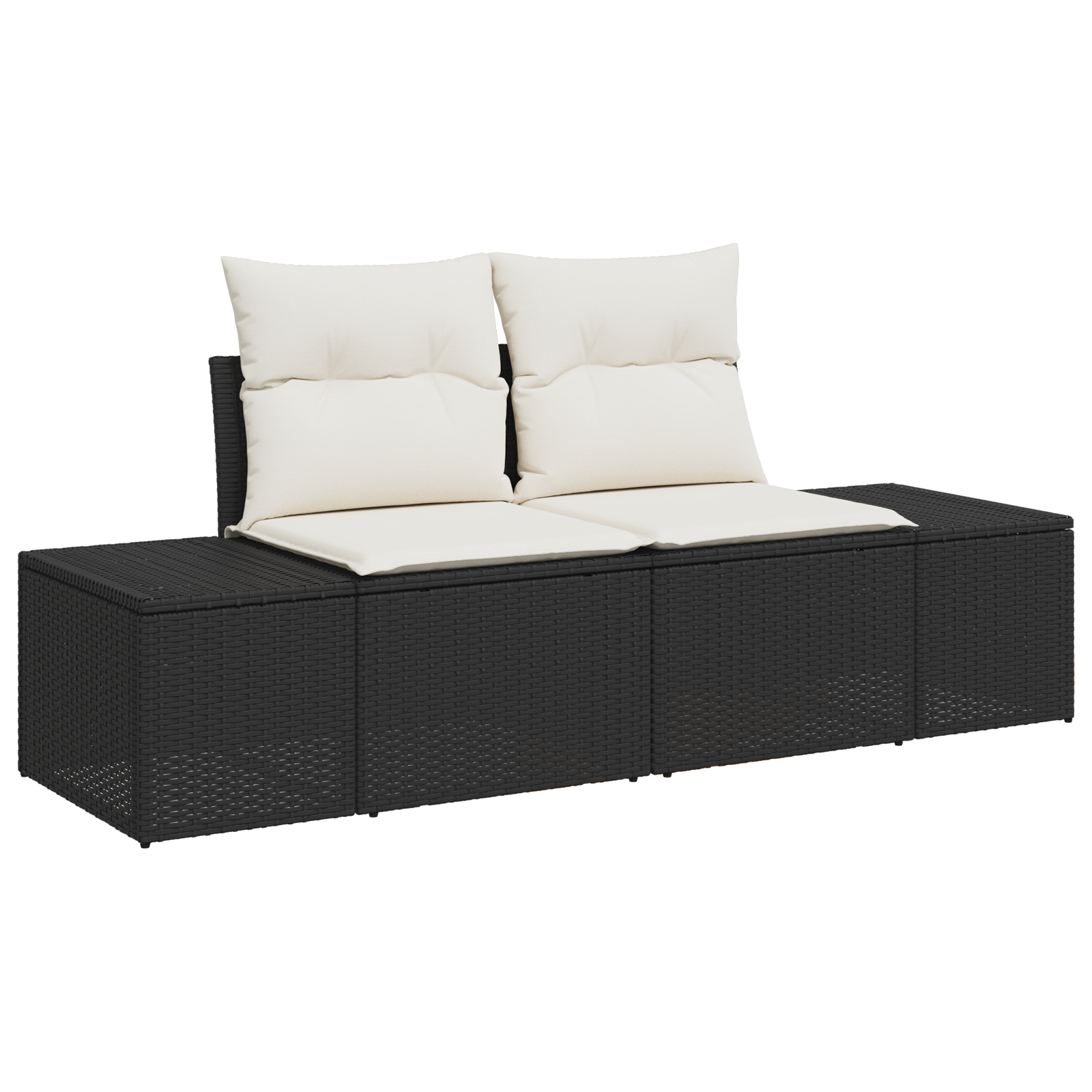 Set de sofa de grădină  cu 13 piese și perne negre din poliratan acacia, Sofa de grădină  cu 2 locuri și perne negre din poliratan, Set de dining pentru grădină  cu 3 piese și perne negre din polirata [4]