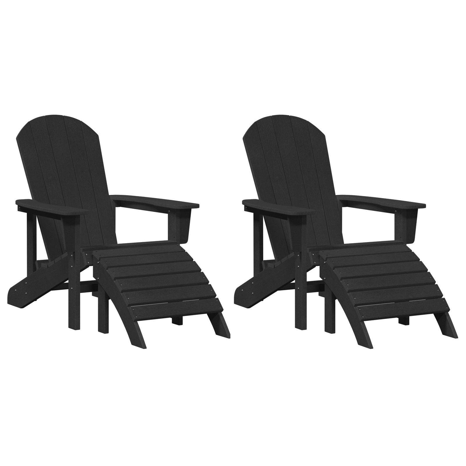 Thumbnail - vidaXL Adirondack-Stühle mit Fußrasten 2 Stück Schwarz HDPE, Adirondack-Stuhl mit Fußstütze Schwarz HDPE