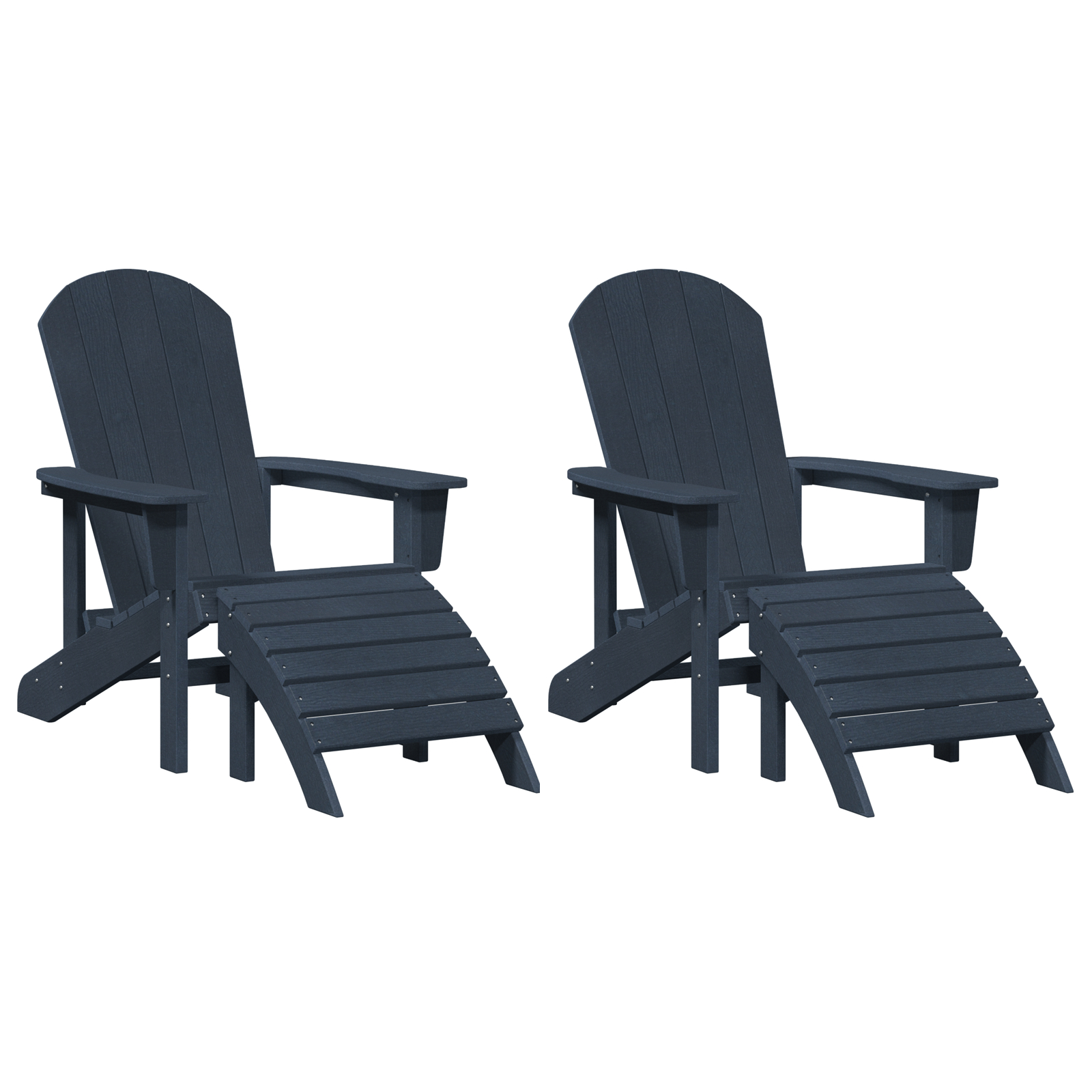 Thumbnail - vidaXL Adirondack-Stühle mit Fußstützen 2 Stk Marineblau HDPE, Adirondack-Stuhl mit Fußstütze Marineblau HDPE