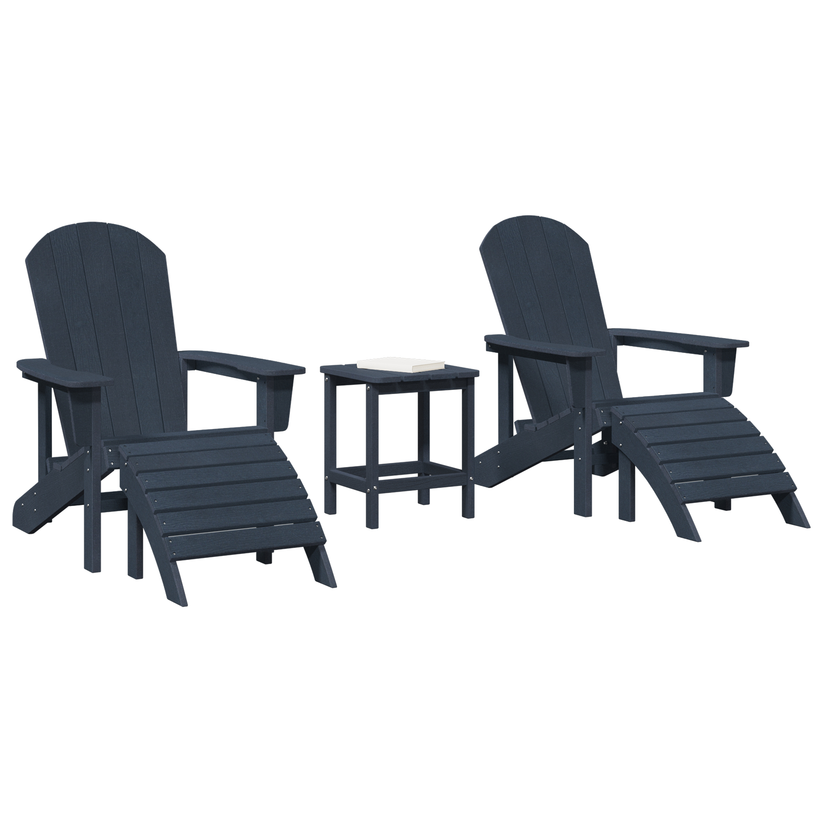 Thumbnail - vidaXL 3-teiliges Garten-Lounge-Set marineblau HDPE, Adirondack-Stuhl mit Fußstütze marineblau HDPE, Adirondack-Beiste...