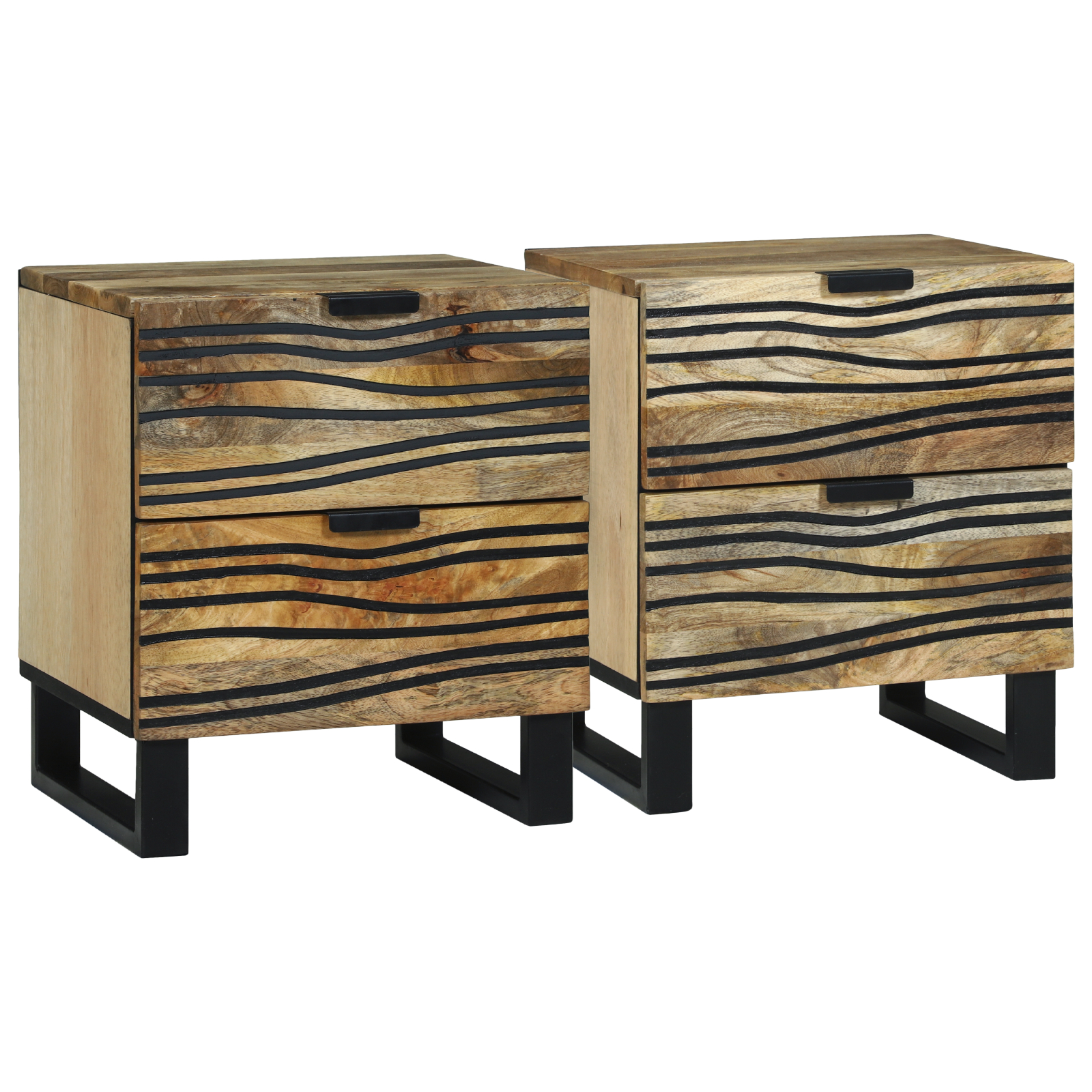 Mese - Cofere 2 buc 40x33.5x46 cm Lemn masiv de mango și lemn prelucrat