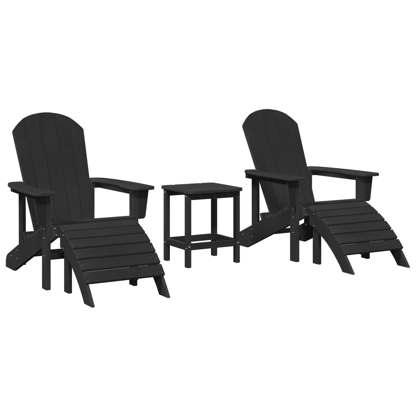 Thumbnail - vidaXL 3-teiliges Garten Lounge Set Schwarz HDPE, Adirondack Stuhl mit Fußstütze Schwarz HDPE, Adirondack Beistelltisc...
