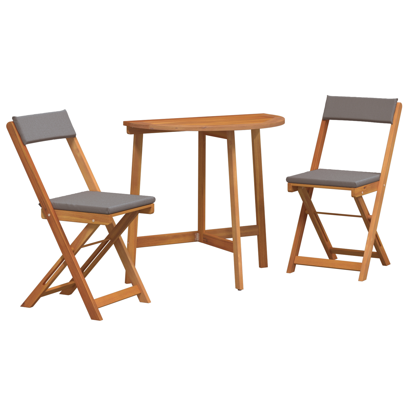 3 Dijelni Sklopivi Bistro Set s Jastučićima od Čvrstog Drva Akacije - Slika 2