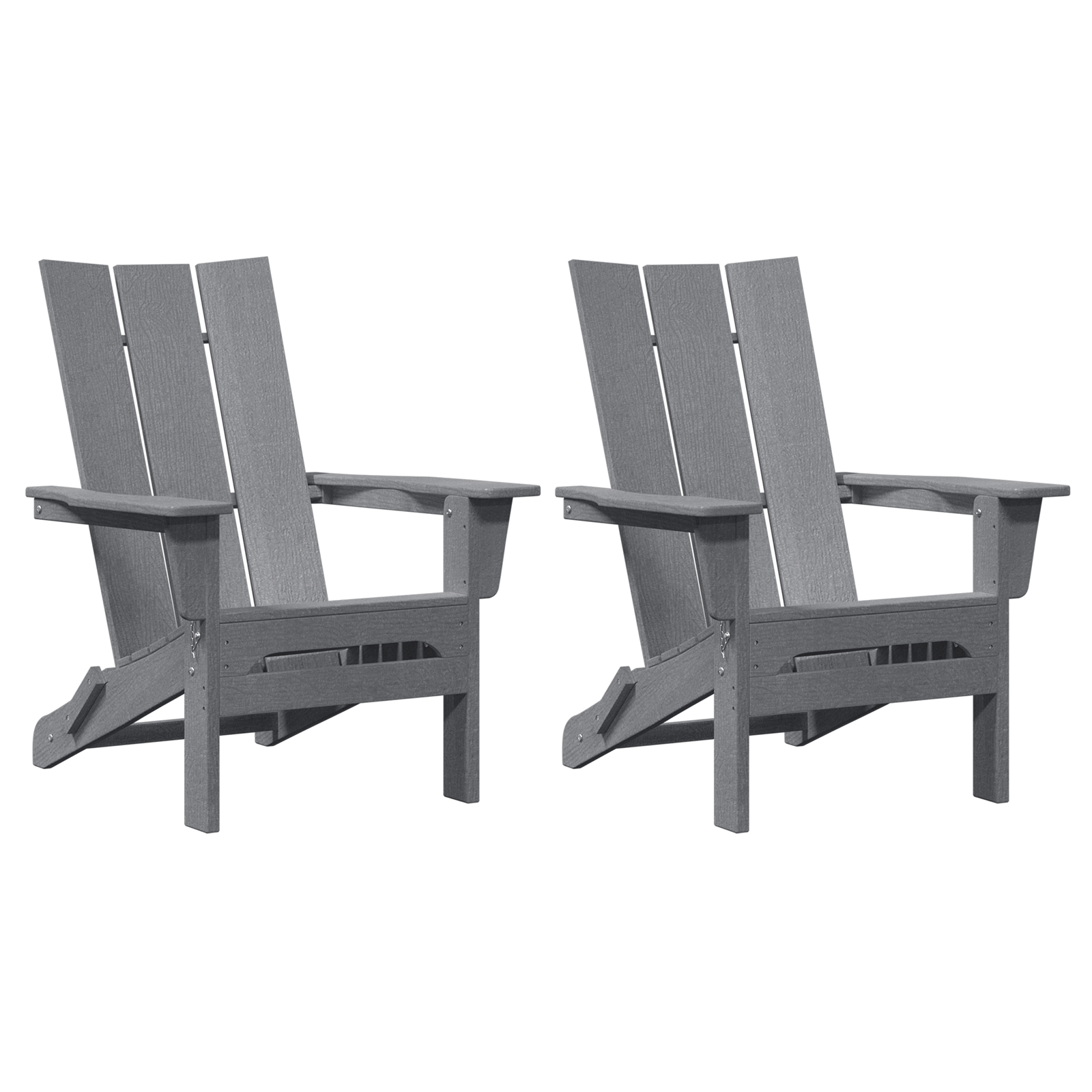 Thumbnail - vidaXL Faltbare Adirondack-Stühle 2 Stück Hellgrau 74.5x80.5x90 cm HDPE, Faltbarer Adirondack-Stuhl Hellgrau 74.5x80.5x...