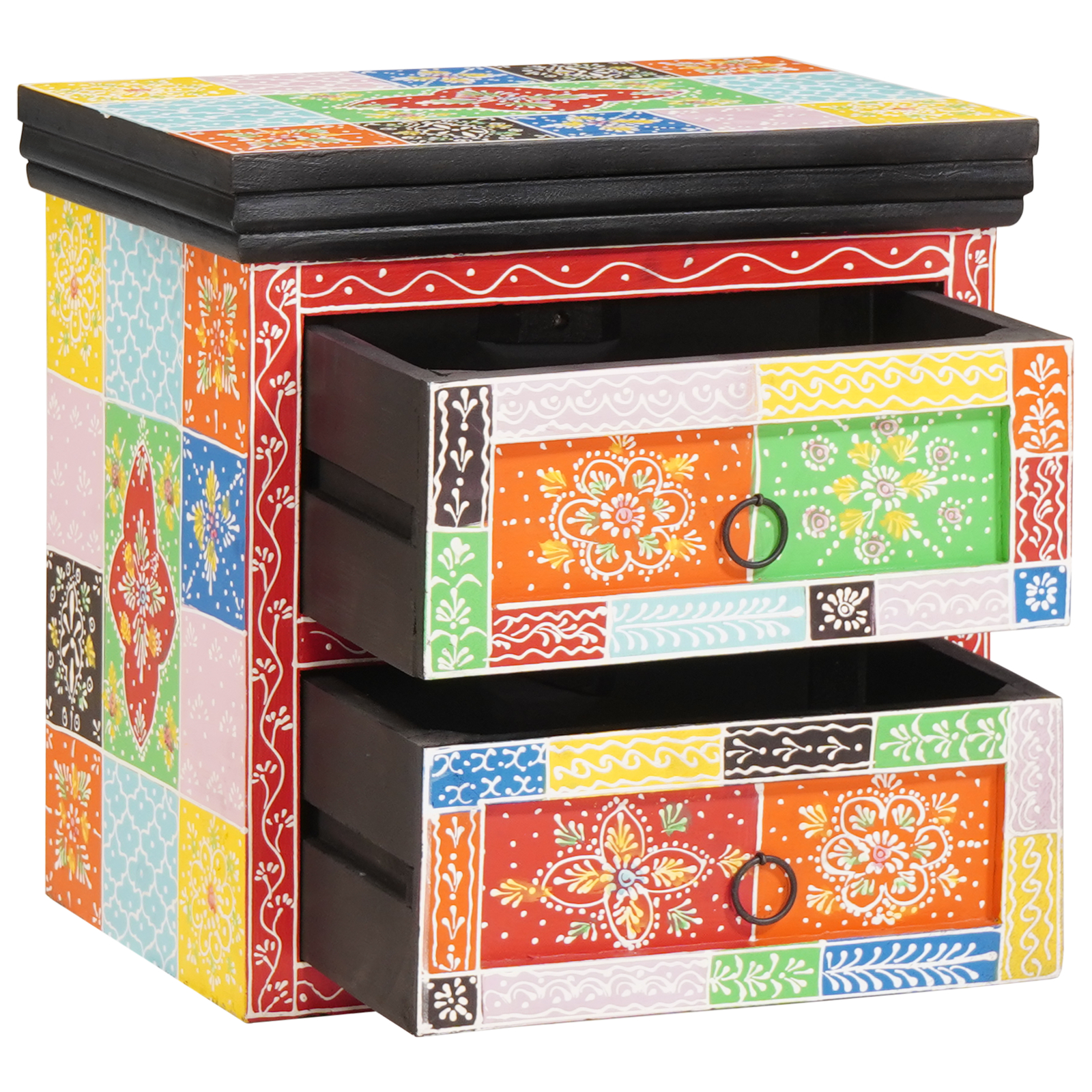 Nachttisch Bunt 40x30x40 cm Massivholz Mango