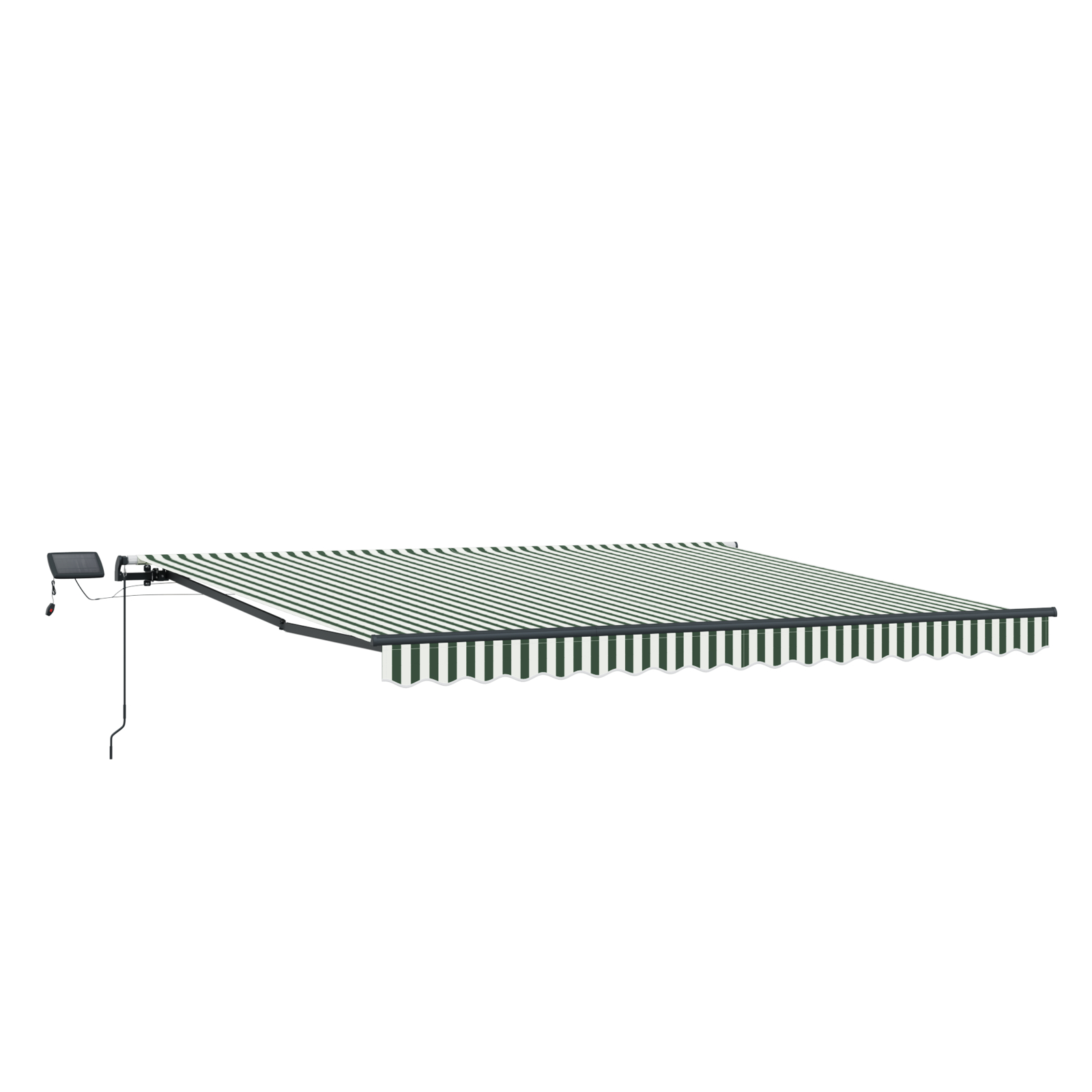 vidaXL Ročna retraktibilna tenda z LED zeleno in belo 450 x 350 cm, vidaXL Zamenjava tkanine za tendo za okvir 4,5 x 3,5 m zeleno in belo - Image 7