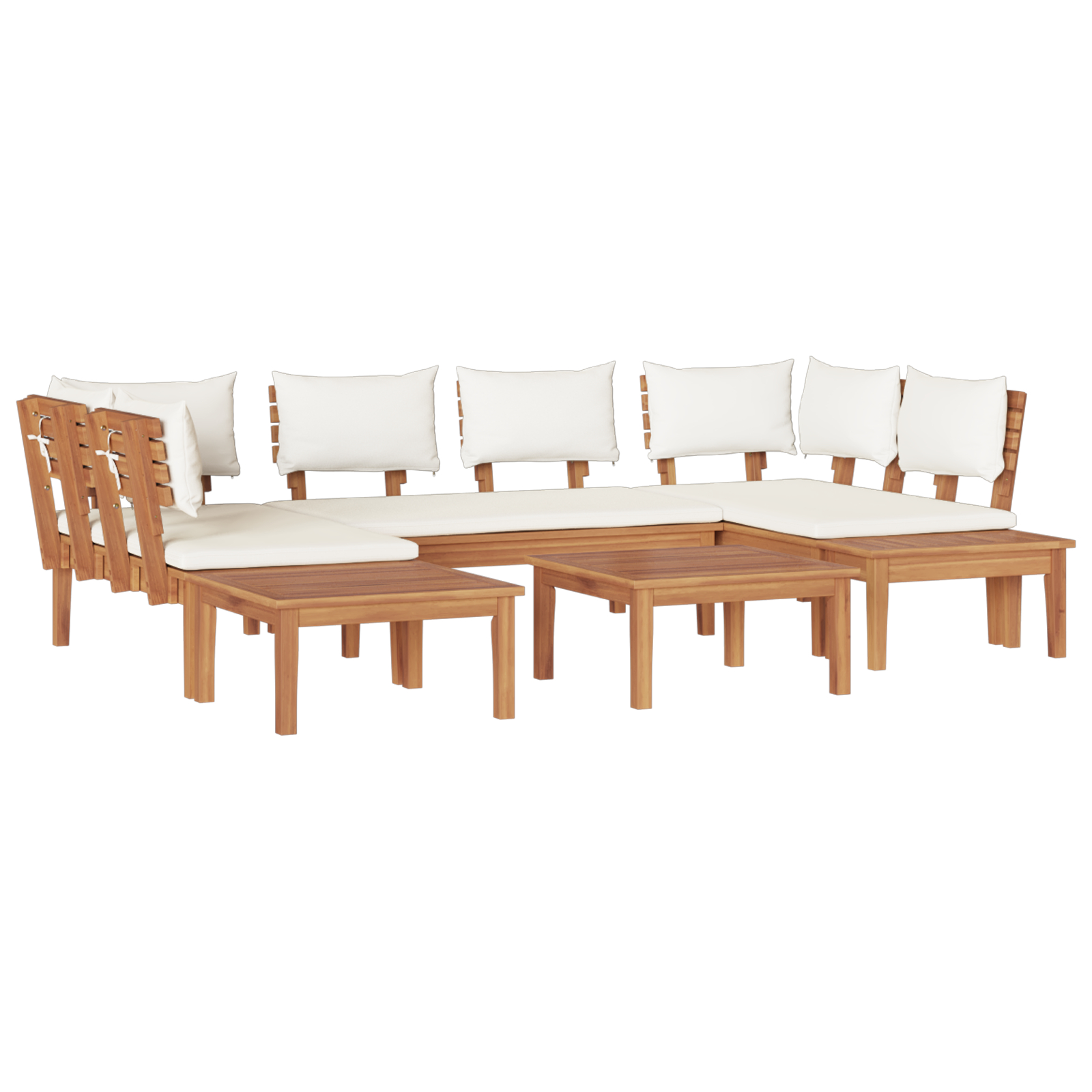 vidaXL Set de Bănci de Grădină  cu Perne Lemn Solid Teak, Set de Bănci de Grădină  cu 2 Piese Lemn Solid Teak