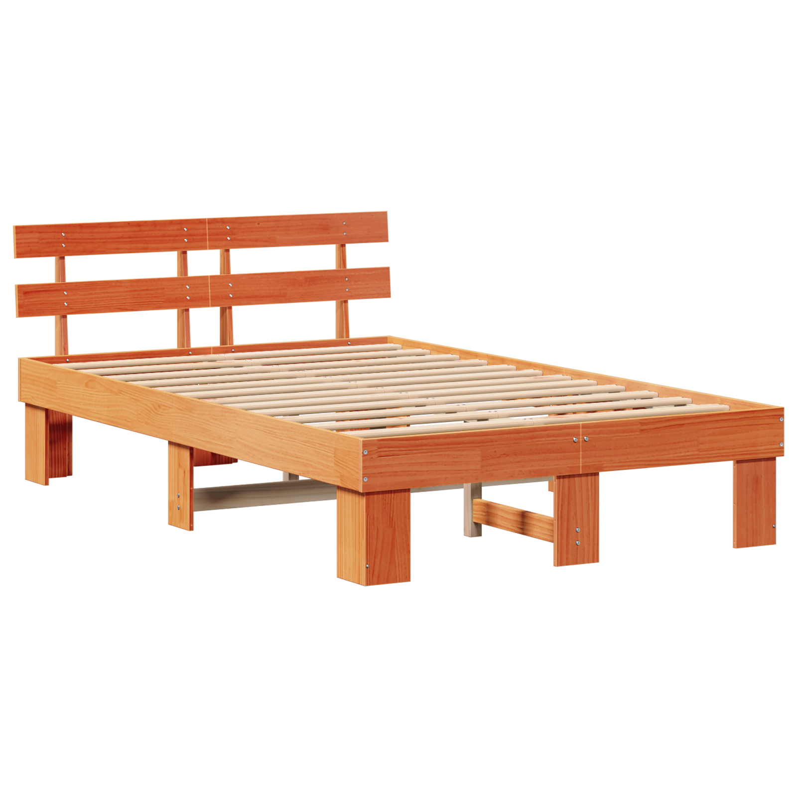 Cadru de Pat cu Tăblie Cerată Maro 120x190 cm Lemn Solid de Pin [2]