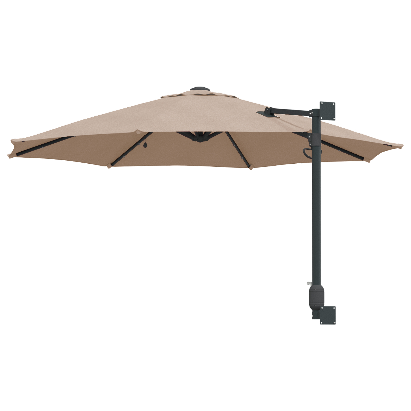 vidaXL Wandparasol met LEDs Taupe 248 cm - Afbeelding 7