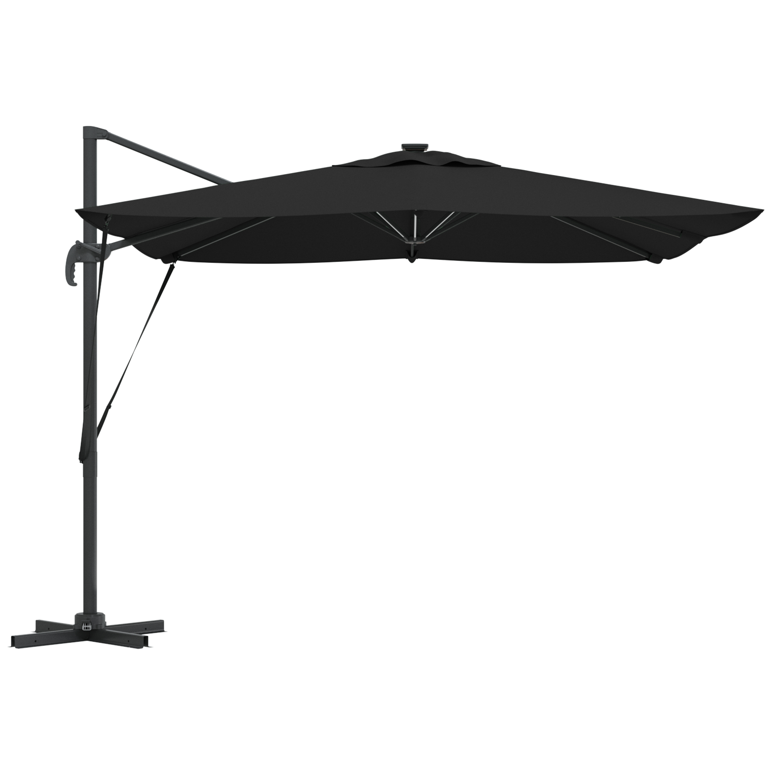 vidaXL Kantilever Roma parasol z LED diodami Črna 286x285x270 cm Aluminij - Image 8