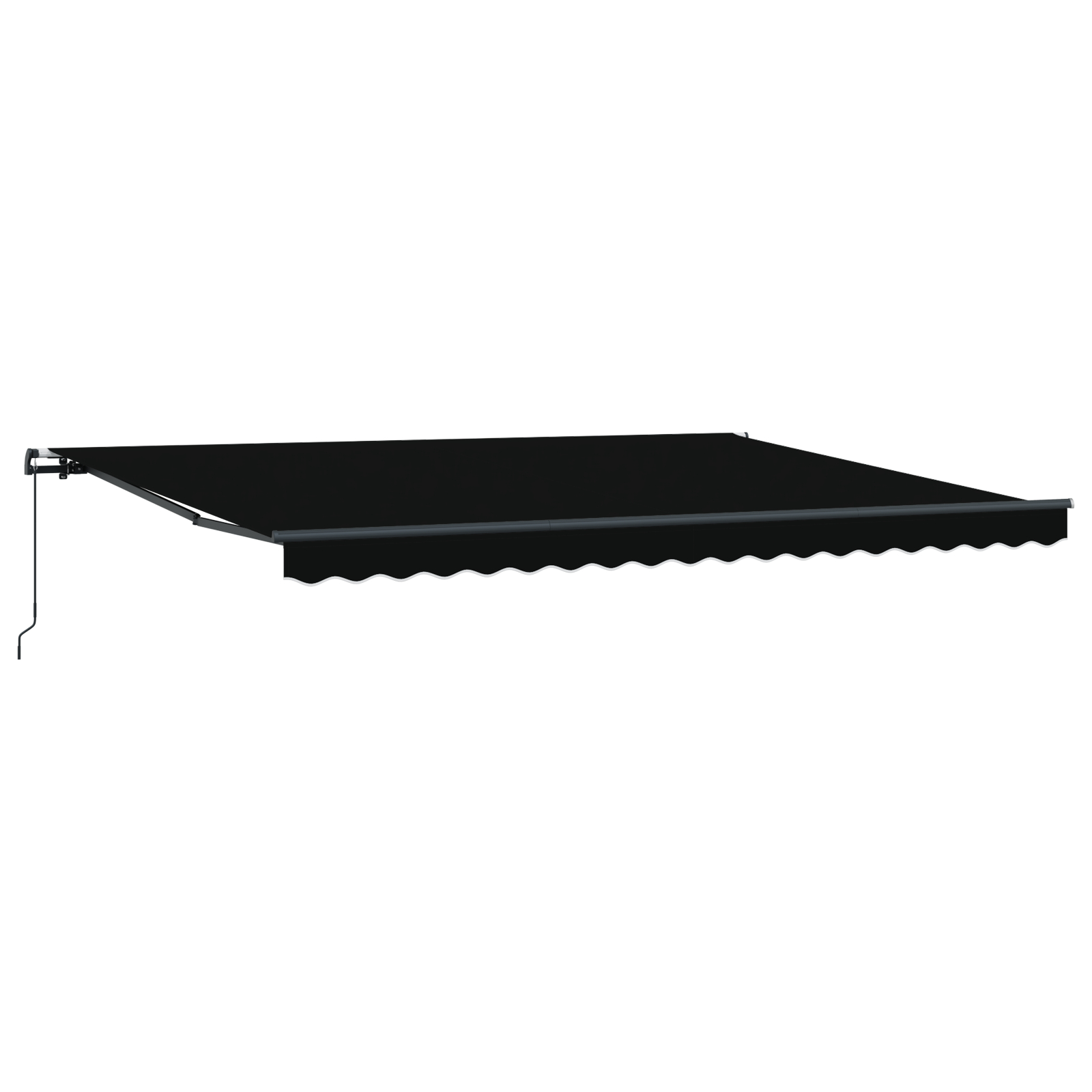 vidaXL ročna retraktibilna tenda črna 450x350 cm, vidaXL nadomestna tkanina za tendo za okvir 4.5x3.5 m črna - Image 6