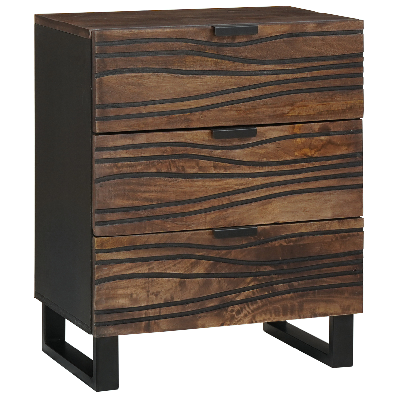 Nachttisch 50x33x60 cm aus massivem Mangoholz & engineered Wood