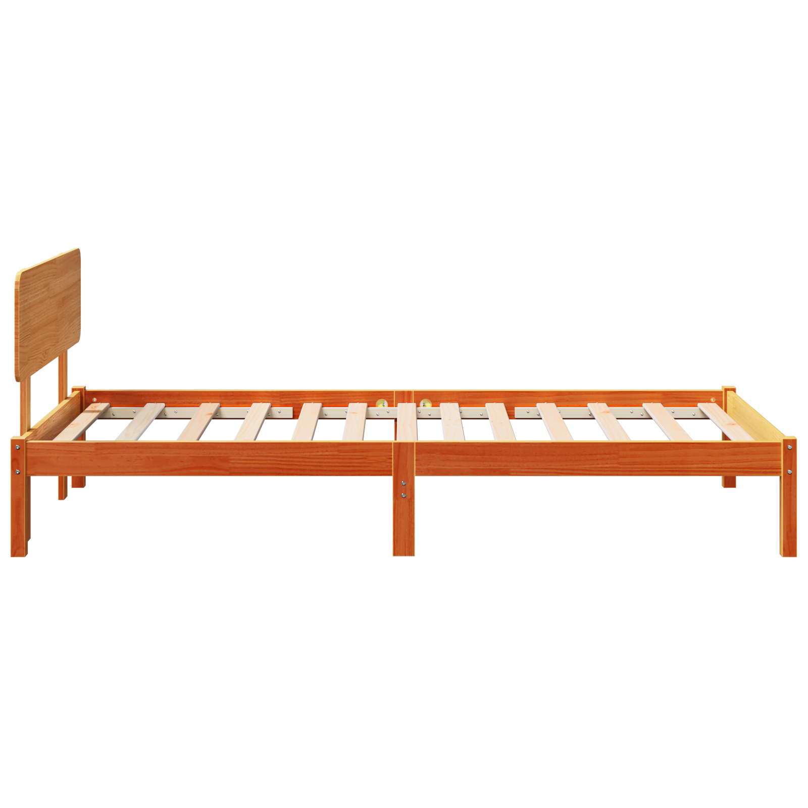 Cadru de pat cu tablie maro cerat 90x190 cm din lemn masiv de pin [7]