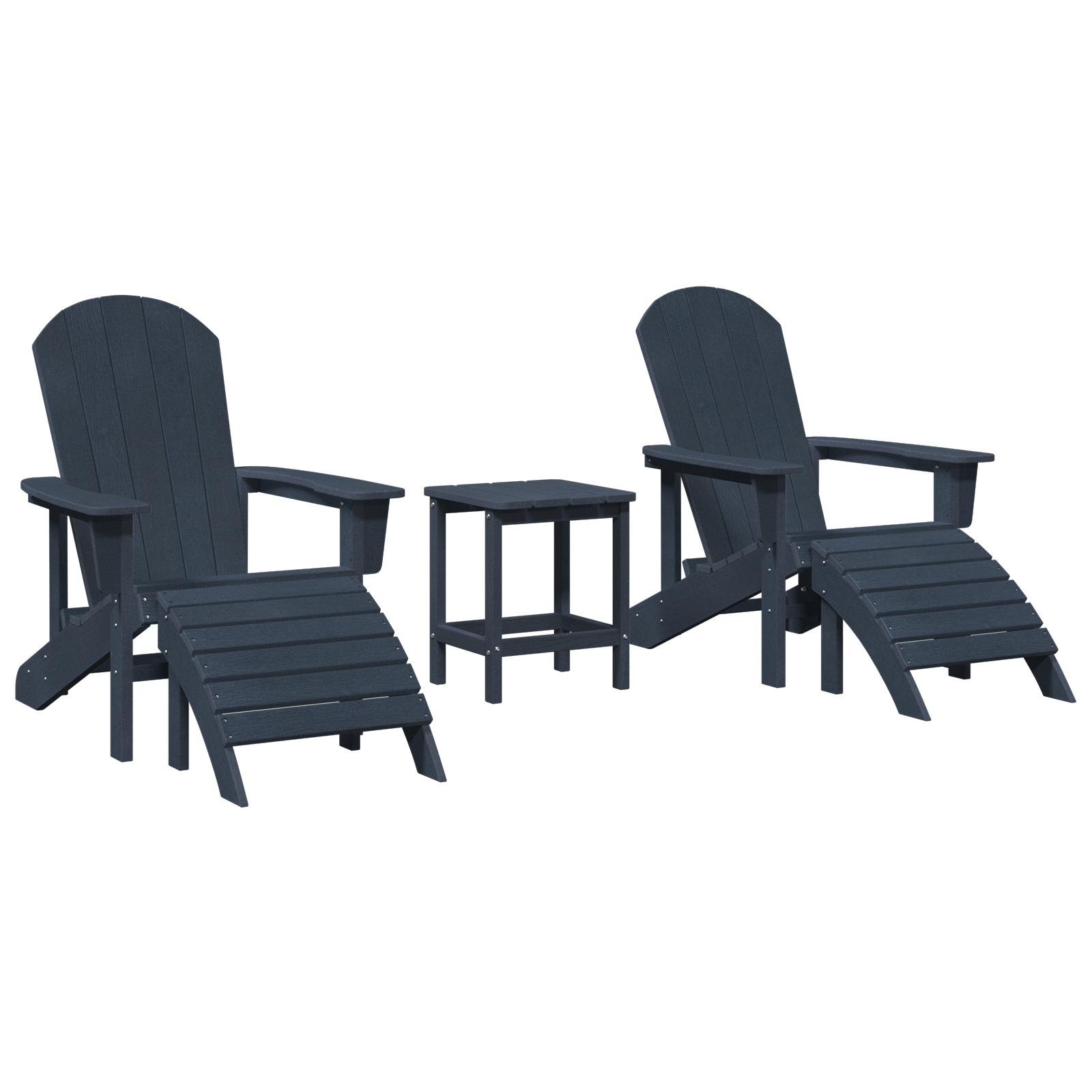 Thumbnail - vidaXL 3-teiliges Garten-Lounge-Set marineblau HDPE, Adirondack-Stuhl mit Fußstütze marineblau HDPE, Adirondack-Beiste...