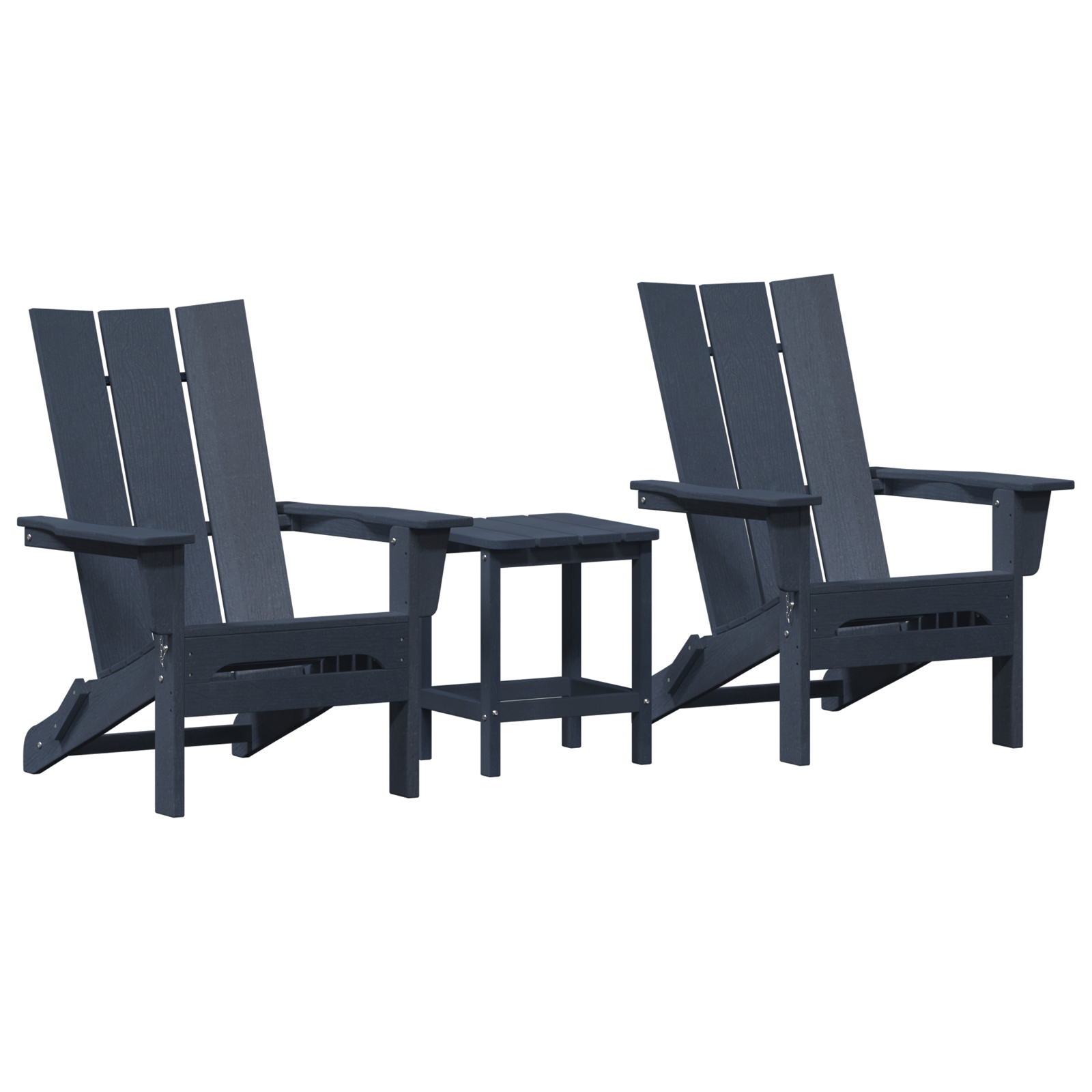 Thumbnail - vidaXL 3-teiliges Garten-Loungeset Marineblau HDPE, faltbarer Adirondack-Stuhl Marineblau 74,5x80,5x90 cm HDPE, Adiron...