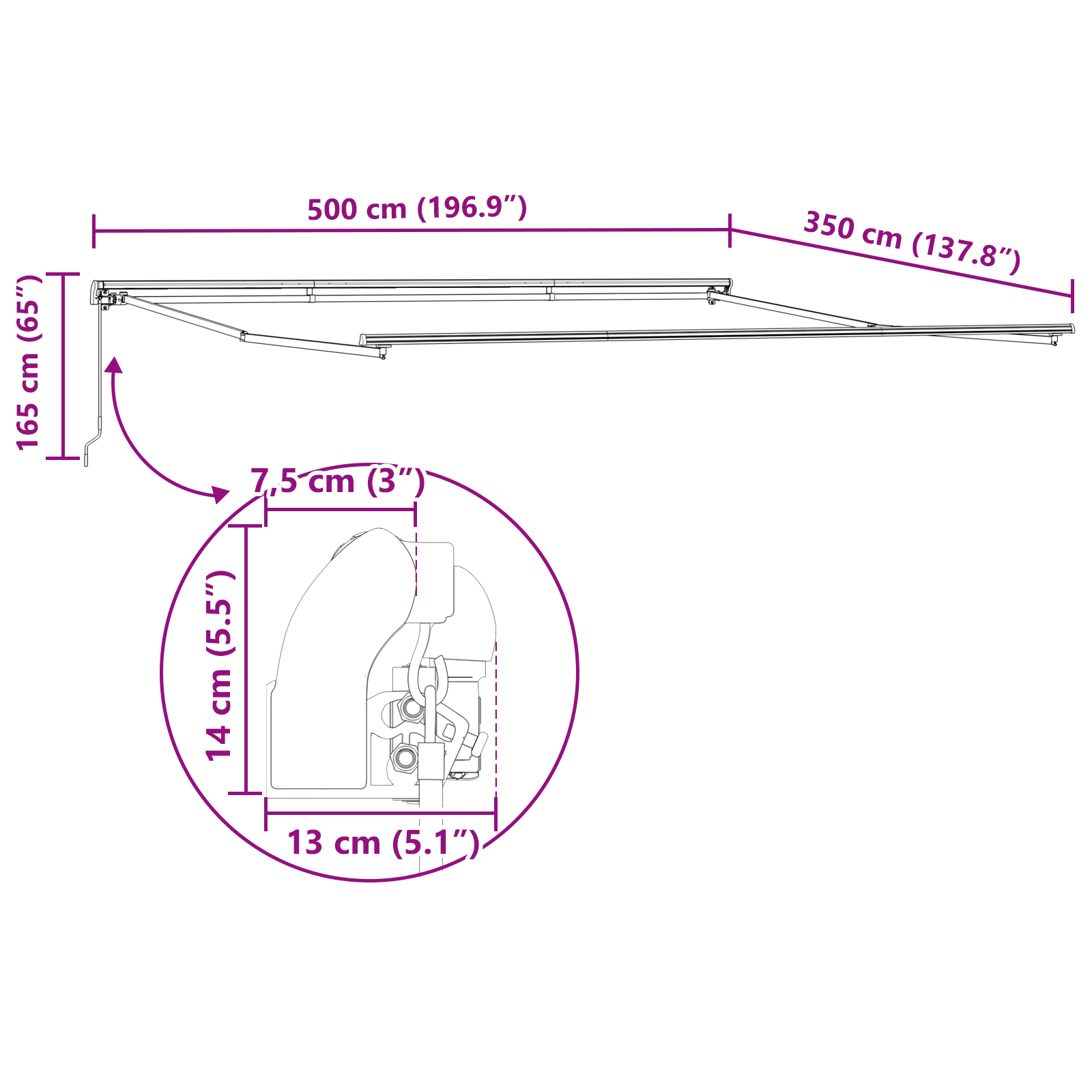 Marchiză Retractabilă Manuală Galbenă și Portocalie 500x350 cm [11]