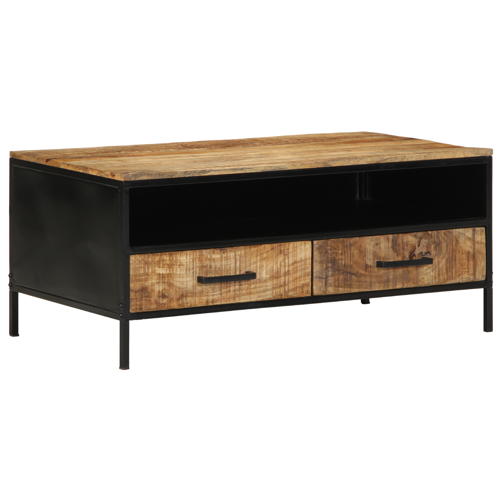Couchtisch 90x50x40 cm Massivholz Raues Mango
