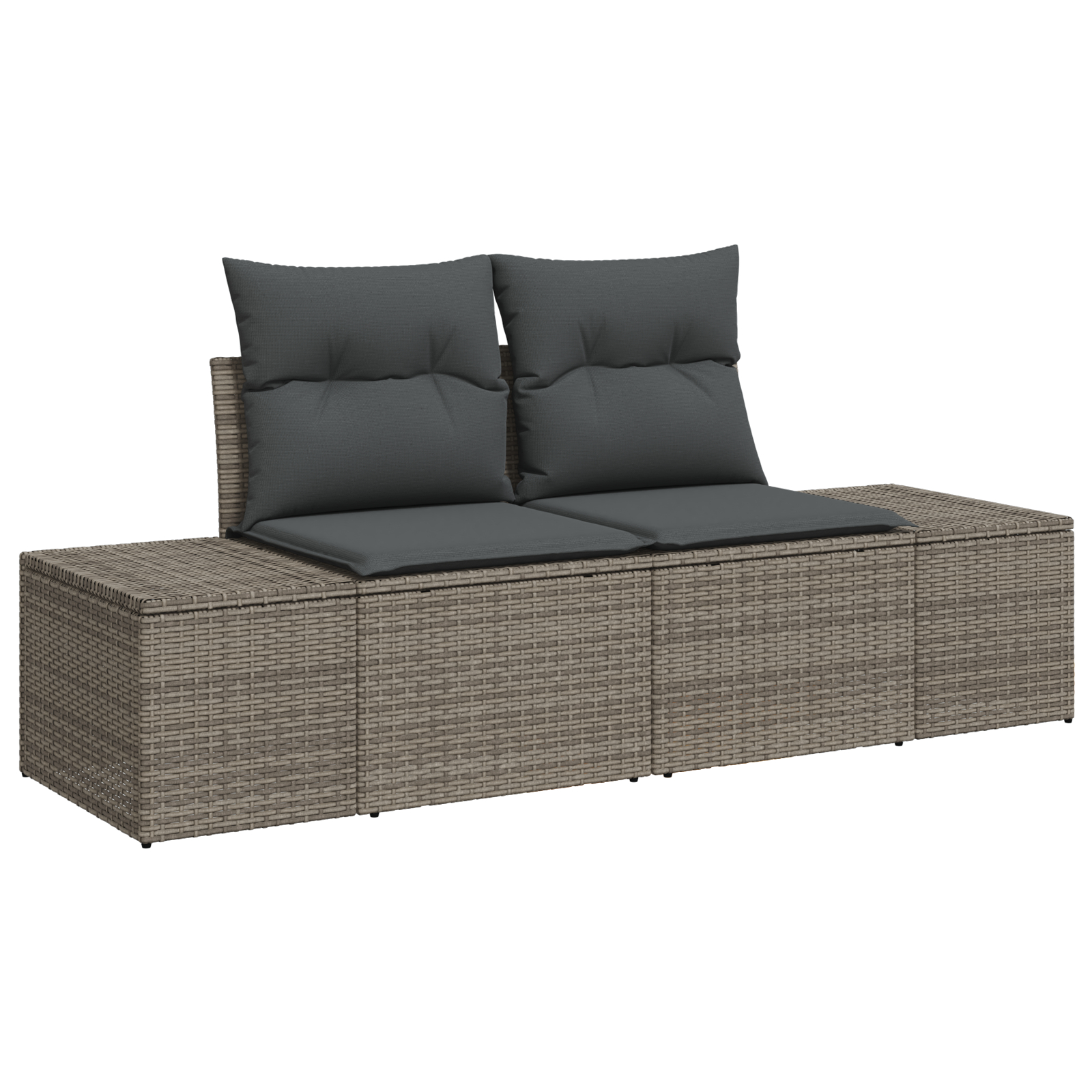 vidaXL 8-delna vrtna sofa garnitura z blazinami Siva Poli ratan Akacija, vidaXL 2-sedežna vrtna sofa s shrambo in blazinami Siva Poli ratan, vidaXL 3-delni vrtni jedilni set z blazinami Siva Poli ratan Akacija - Image 5