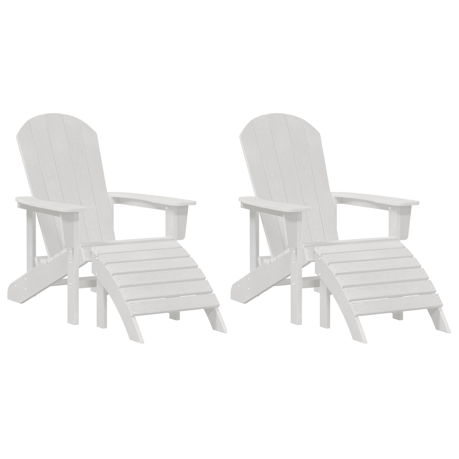 Thumbnail - vidaXL Adirondack-Stühle mit Fußstützen 2 Stück Weiß HDPE, Adirondack-Stuhl mit Fußstütze Weiß HDPE
