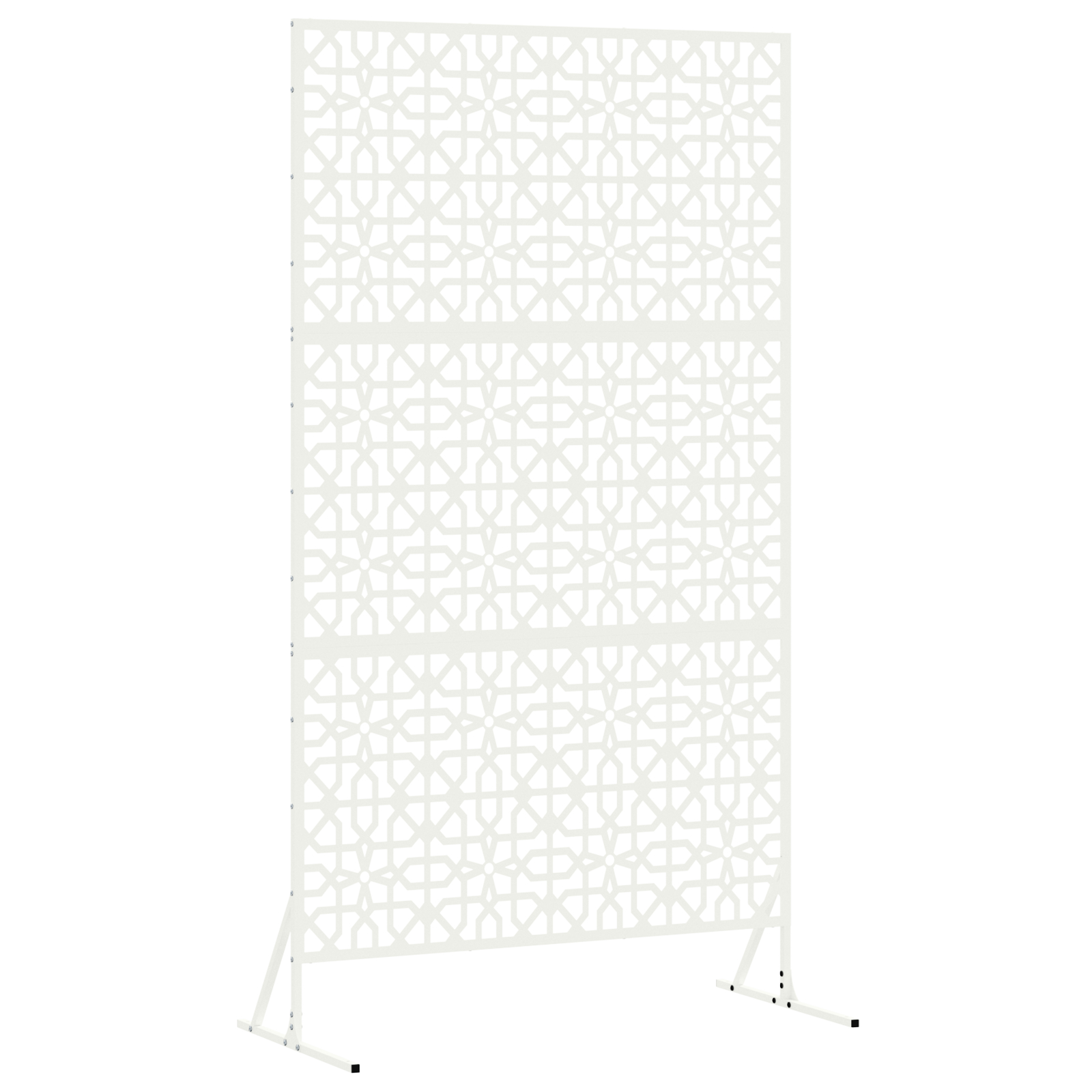 vidaXL Panou de gard floral  Alb Metal Mediu Inserții decorative