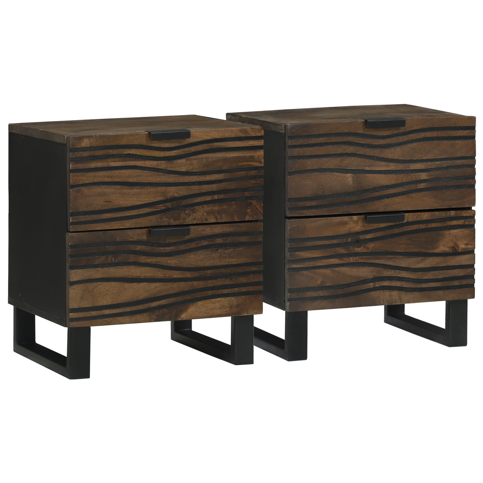 Nachttische 2 Stück 40x33.5x46 cm Massivholz Mango