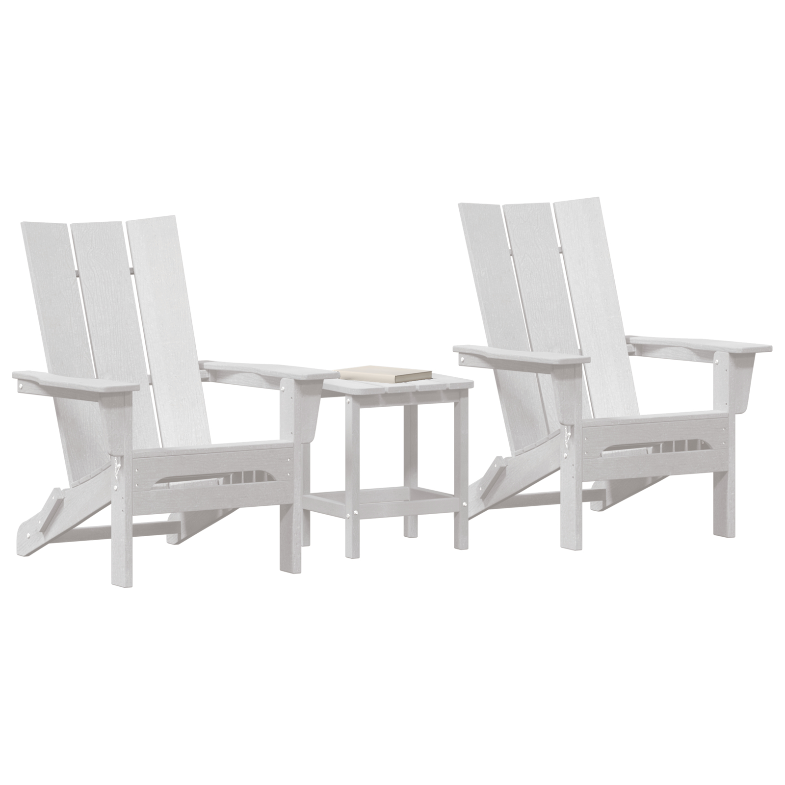 Thumbnail - vidaXL 3-teiliges Garten Lounge Set Weiß HDPE, Klappbarer Adirondack Stuhl Weiß 74.5x80.5x90 cm HDPE, Adirondack Beist...