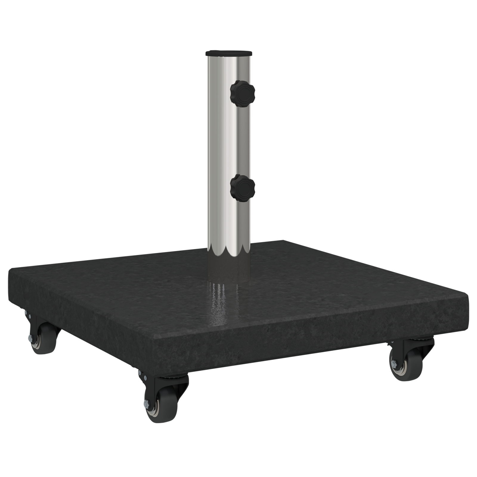 vidaXL Baza pentru parasolar cu roți  pentru stâlpi de Ø38/48mm Granit Negru 30 kg Pătrată